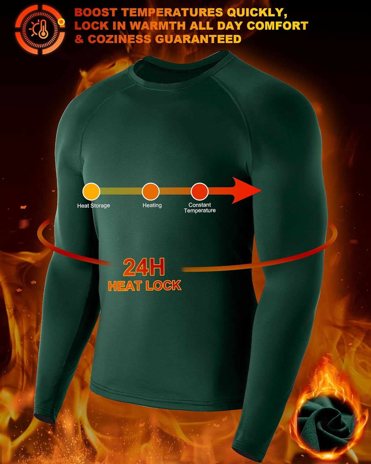 Detalle 2 de Men's Thermal Compression Shirt, Fleece-Lined