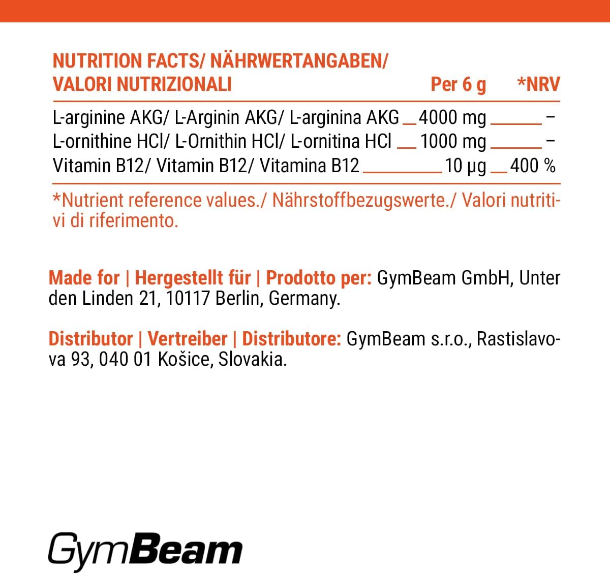 Thumbnail 3 de GymBeam L-Arginina + Ornitina: Integratore funzionale con B12 per resistenza, vitalità e flusso sanguigno muscolare