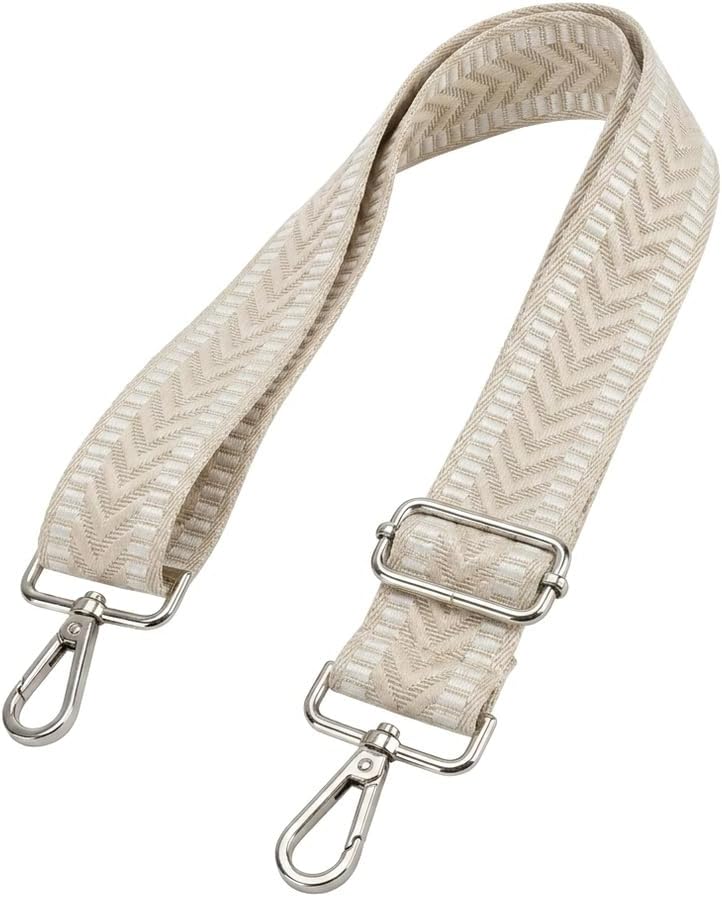 Detalle de MIRIFRIGE Embroidery Purse Strap, 1.5-Inch Black-and-White Canvas, Adjustable