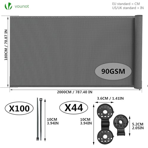 Detalle 2 de VOUNOT Malla sombreo 1,8×20 m para valla