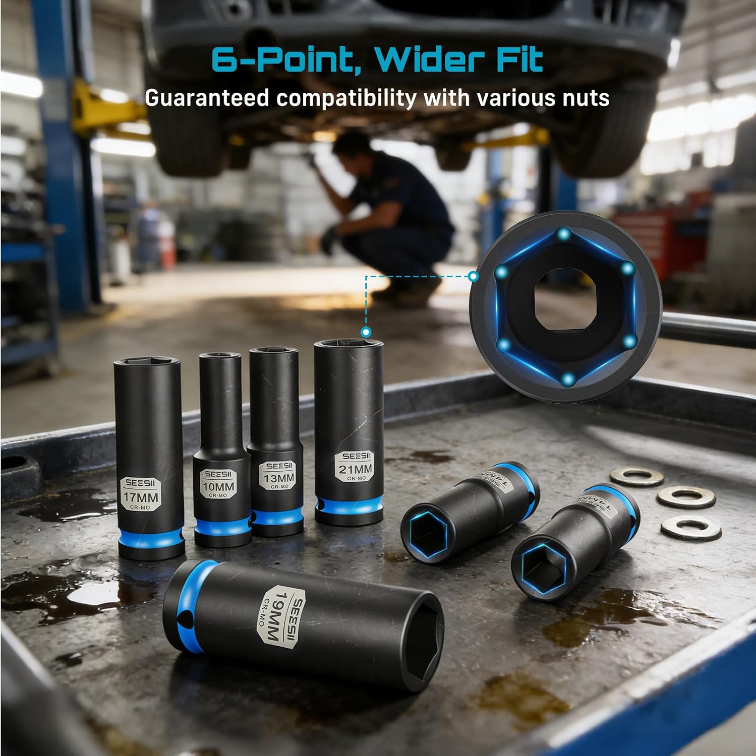 Thumbnail 5 de SEESII CR-MO 1/2" Impact Socket Set, 11pc