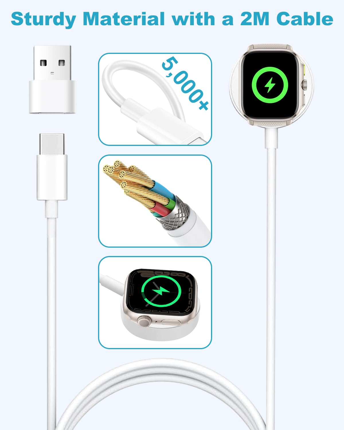 Thumbnail 3 de Chargeur Apple Watch 2M câble magnétique 2,5W