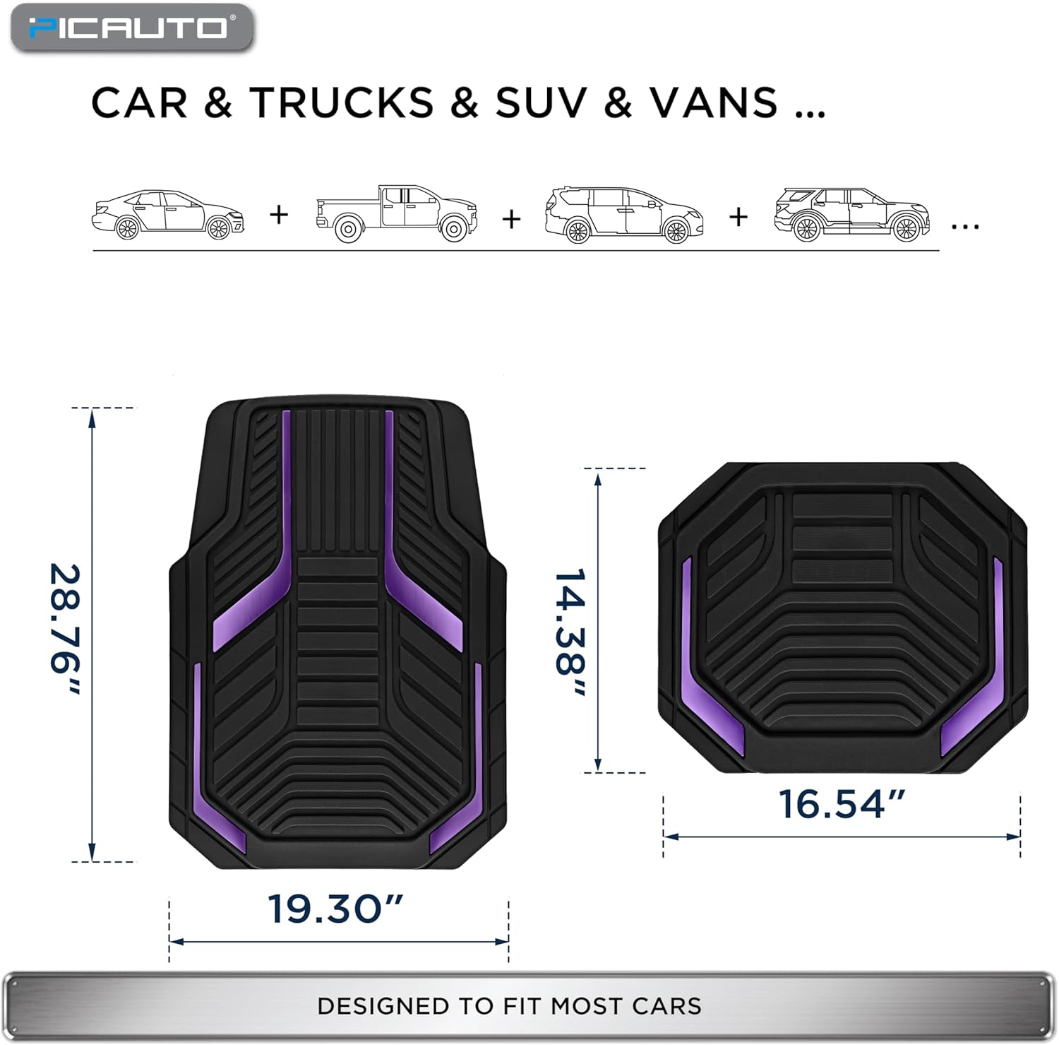 Thumbnail 6 de PIC AUTO Heavy Duty Rubber Floor Mats 6-Piece
