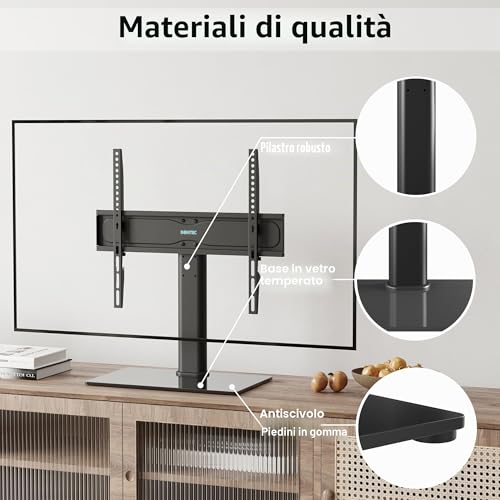Thumbnail 3 de BONTEC Supporto TV da Tavolo per TV 26–55 pollici, base in vetro 8 mm, altezza regolabile e fissaggio VESA 400x400