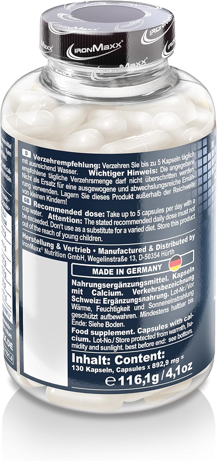 Detalle 2 de IronMaxx Calcium Bioactive – Hochdosiertes Calciumcitrat für Knochen und Zähne, 130 Tabletten (glutenfrei & laktosefrei)
