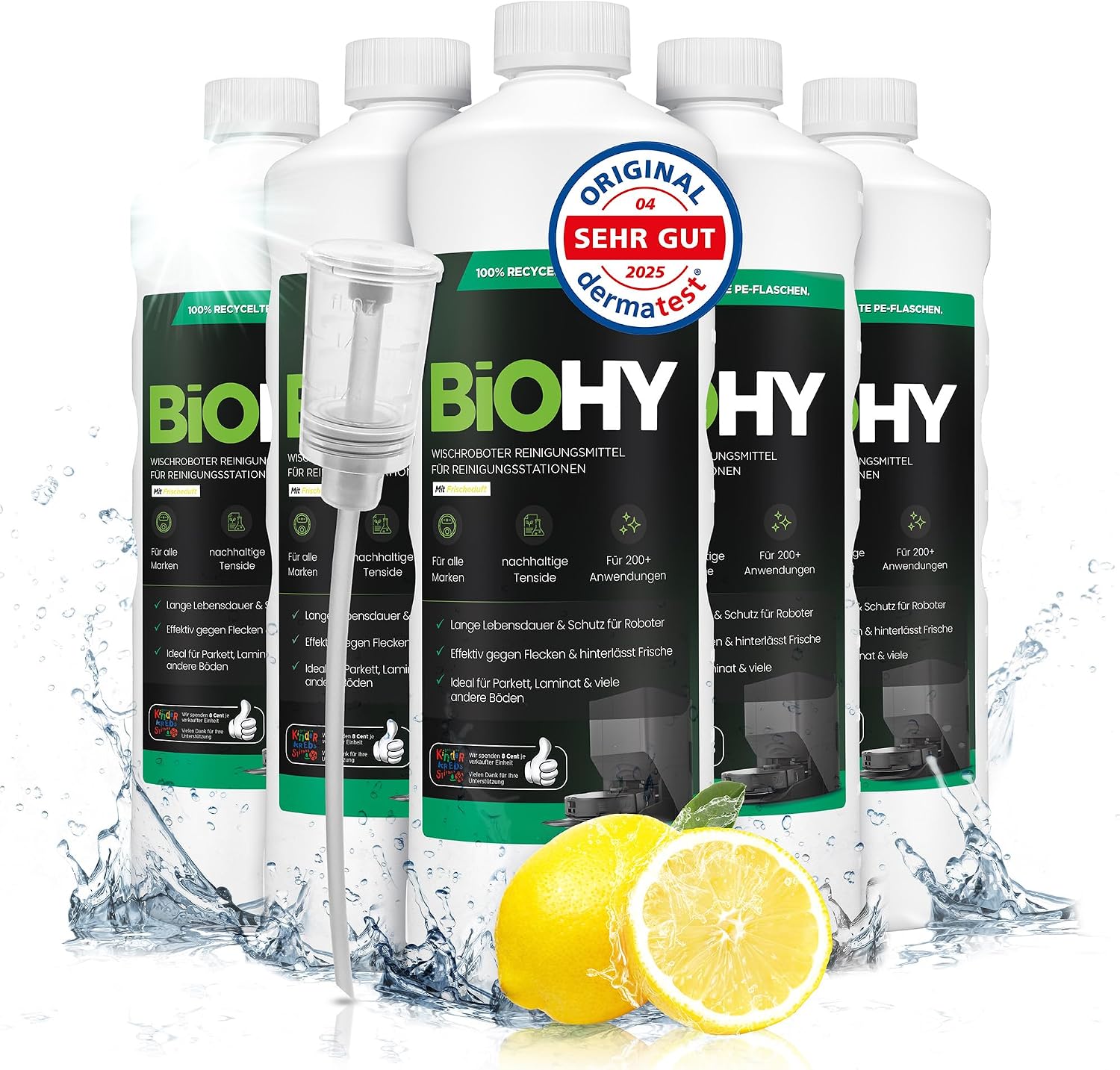 Detalle de BIOHY geconcentreerde reiniger voor robotreinigers, 1:200, frisse geur, 6 x 1 liter