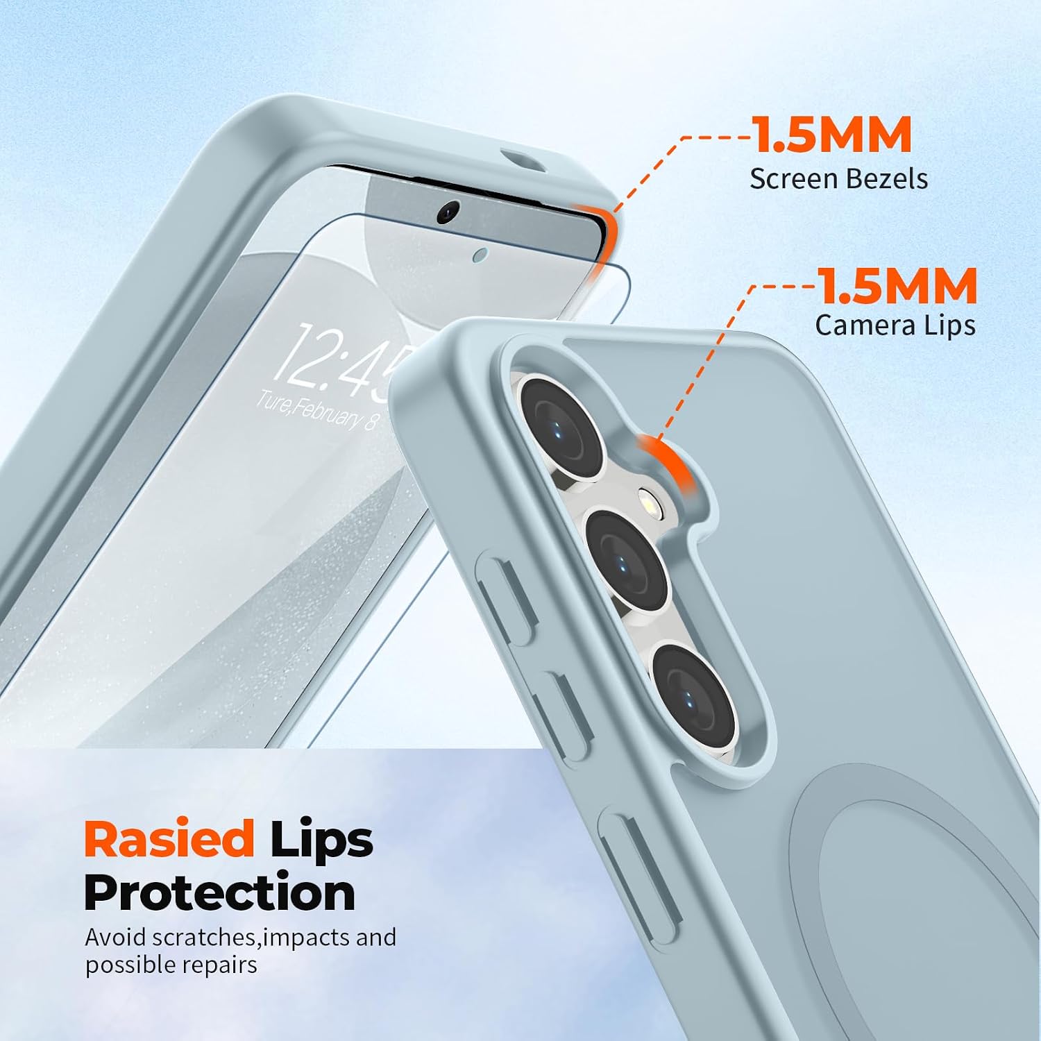 Thumbnail 5 de SUPFINE Magnetic Case for Samsung Galaxy S24/S25 with Screen Protector — Slim, Military-Grade Drop Protection, MagSafe Compatible (Sliver Blue)