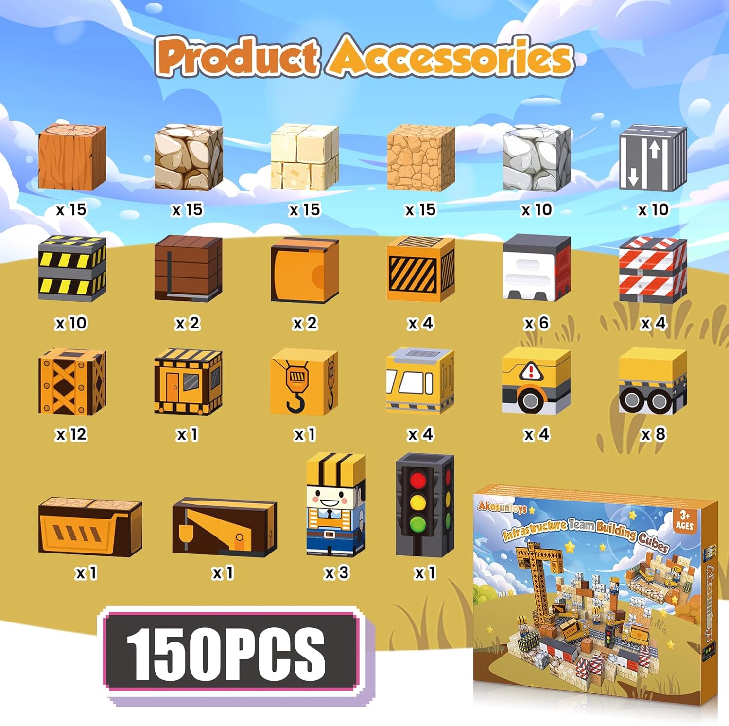 Thumbnail 4 de Akosuntoys Magnetic Blocks Set 150 PCS