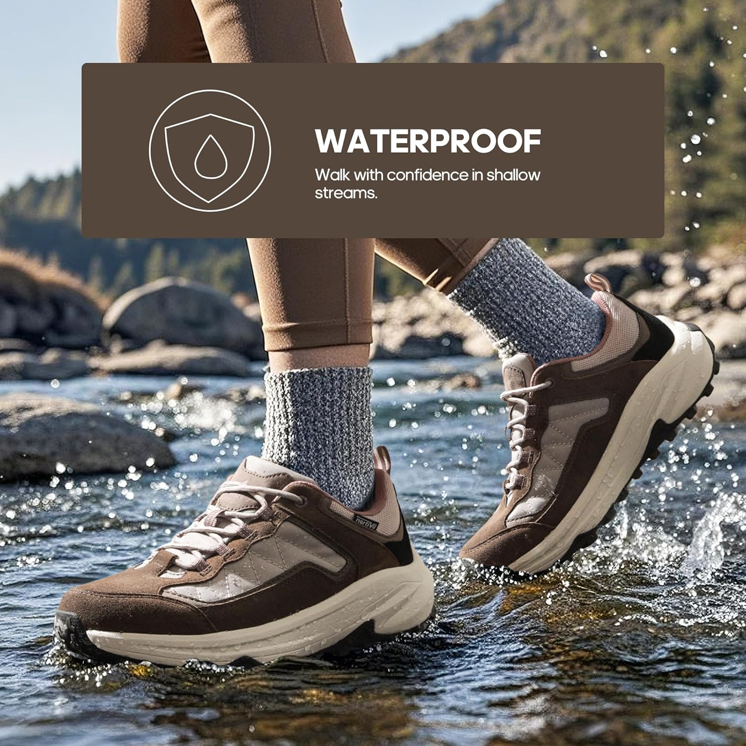 Detalle de NORTIV 8 Chaussures de Randonnée Légères et Respirantes pour Femmes – Baskets de Marche en Plein Air