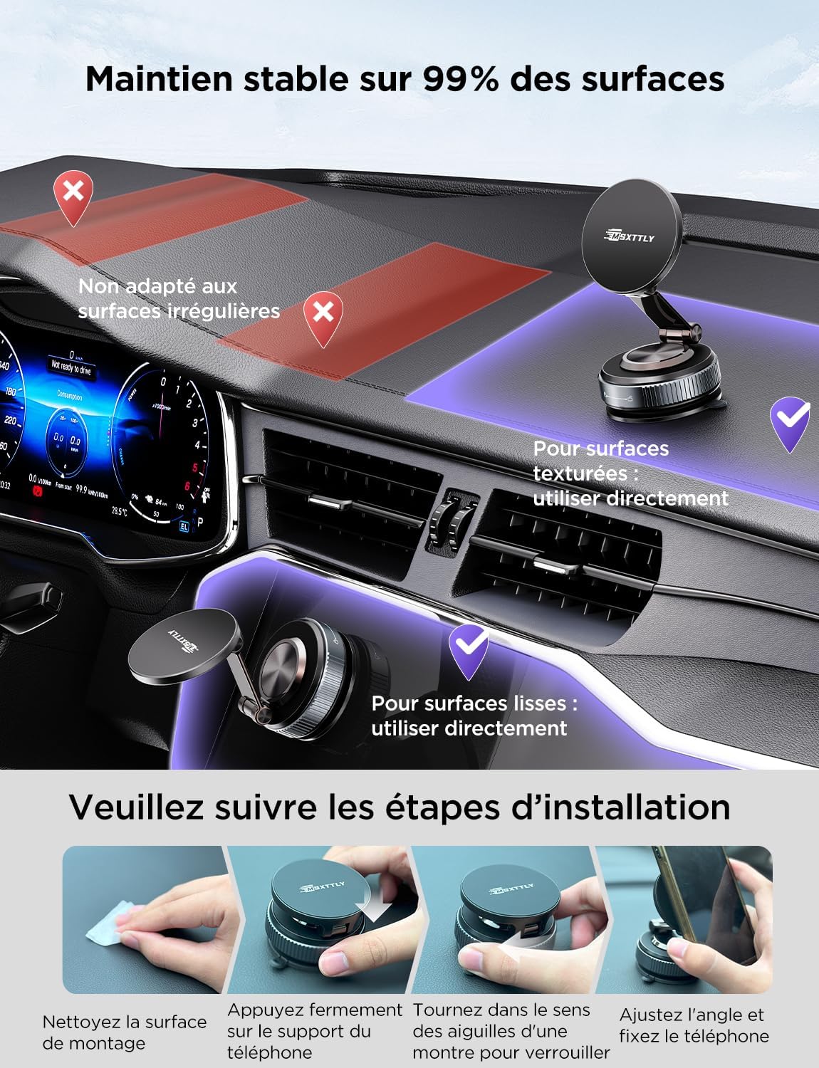 Thumbnail 4 de MSXTTLY Vmag-S2 Support voiture magnétique 360°