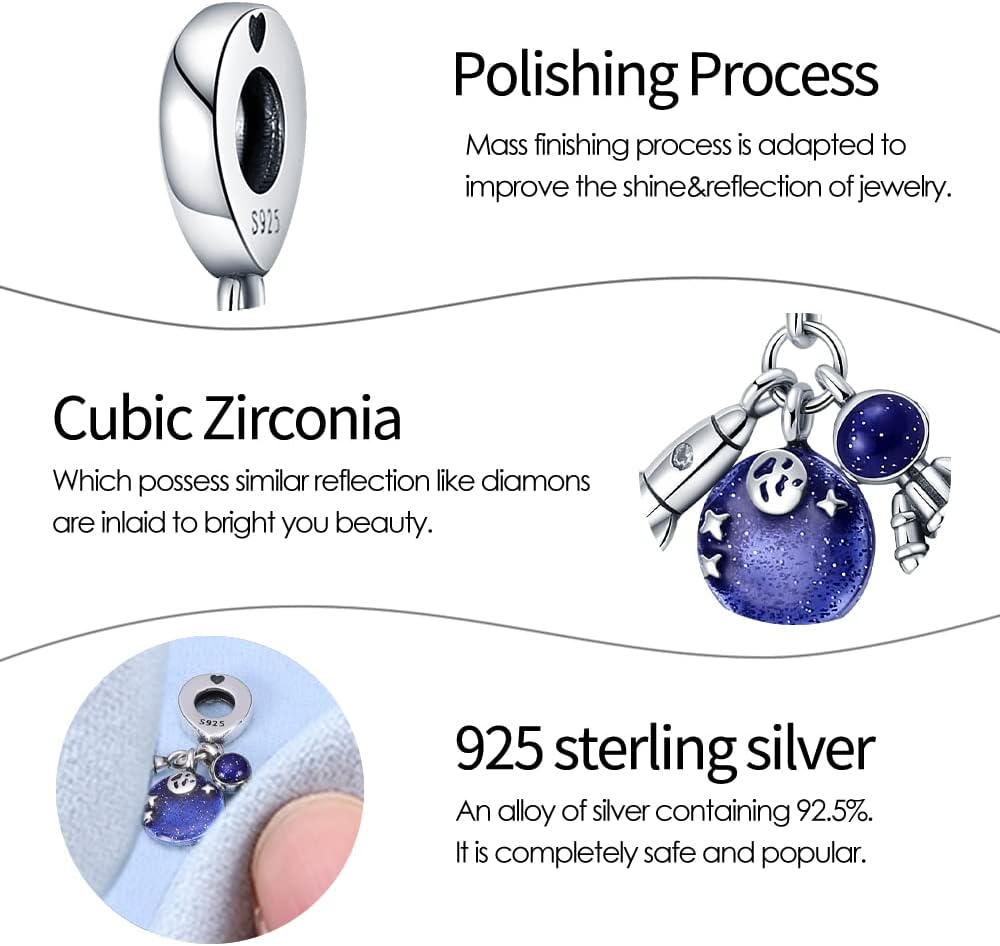 Thumbnail 4 de Pandach Damen Charm Anhänger aus 925 Sterling Silber mit Zirkonia – kompatibel mit europäischen Armbändern und Ketten
