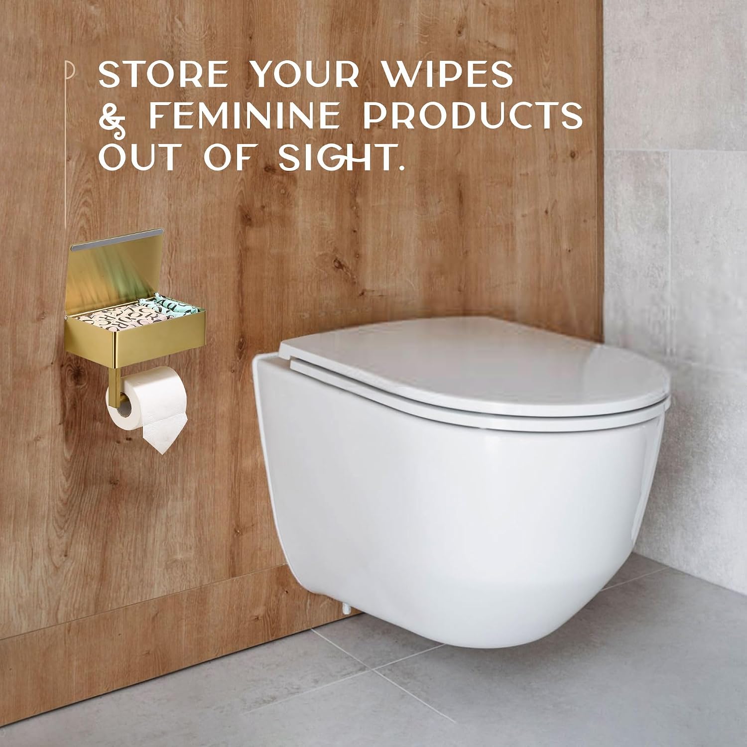 Thumbnail 6 de Day Moon Designs 5A-FLQR-C2IF Wall-Mount Toilet Paper Holder with Shelf, Gold