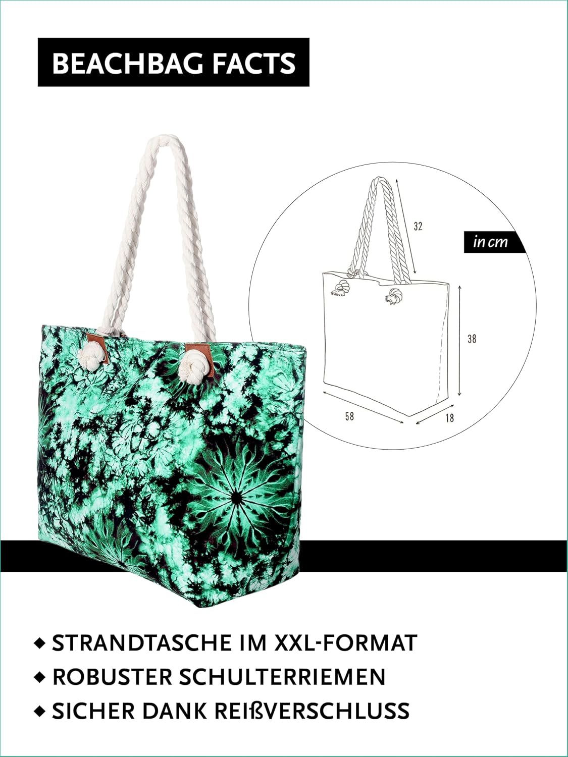 Detalle 2 de DonDon Strandtasche XXL 58 x 38 x 18 cm