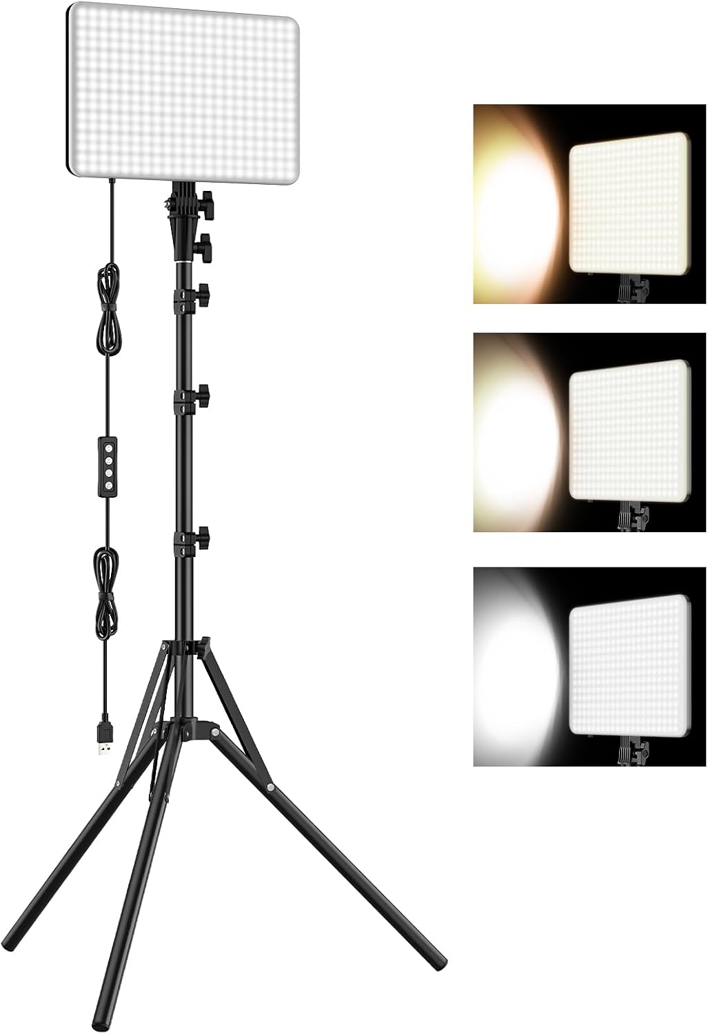 Detalle de Anautin K15-US LED Video Lighting Kit, 15W Dimmable USB Panel with Tripod