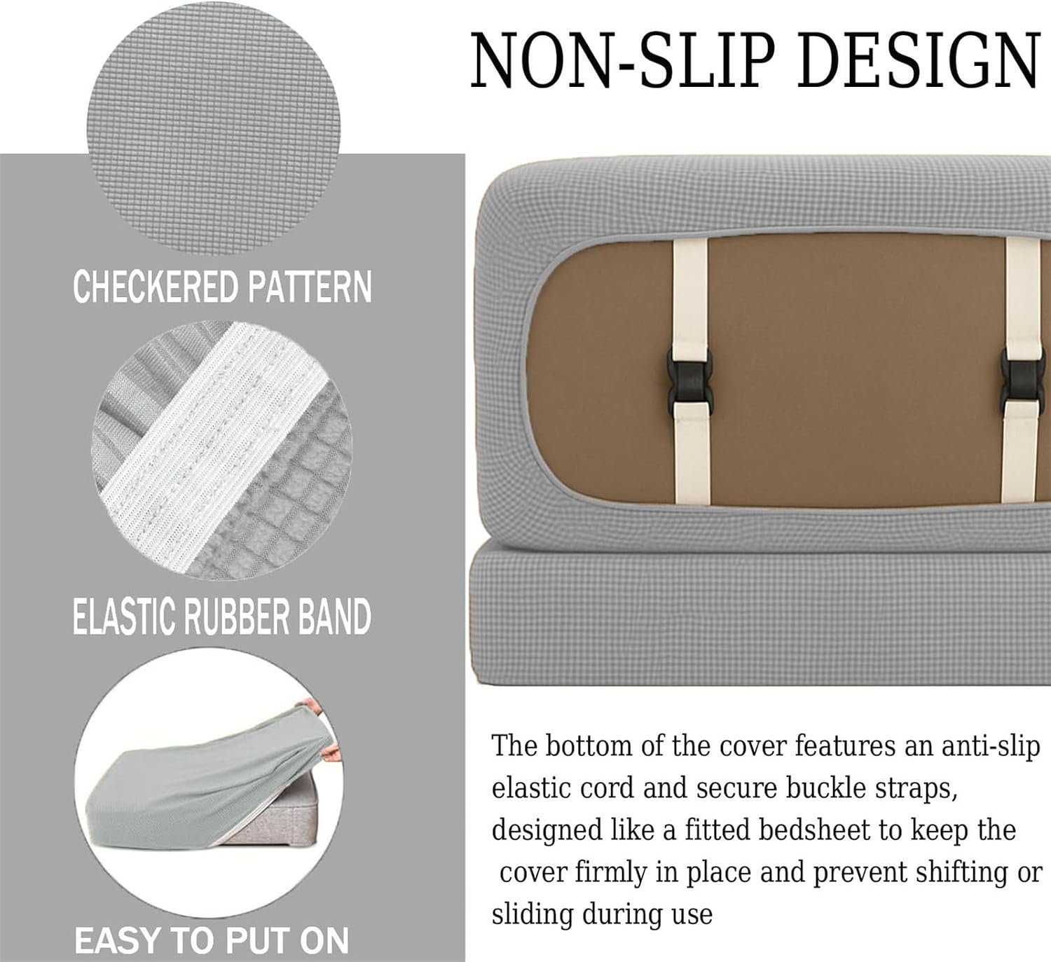 Thumbnail 1 de CDPTD Jacquard-Bezüge für Wohnwagen-Polster – rutschfeste RV-Sitzbezüge mit 2 Kordeln, Ersatzbezug (gray1, passend für W 45–65 cm & D 45–65 cm)
