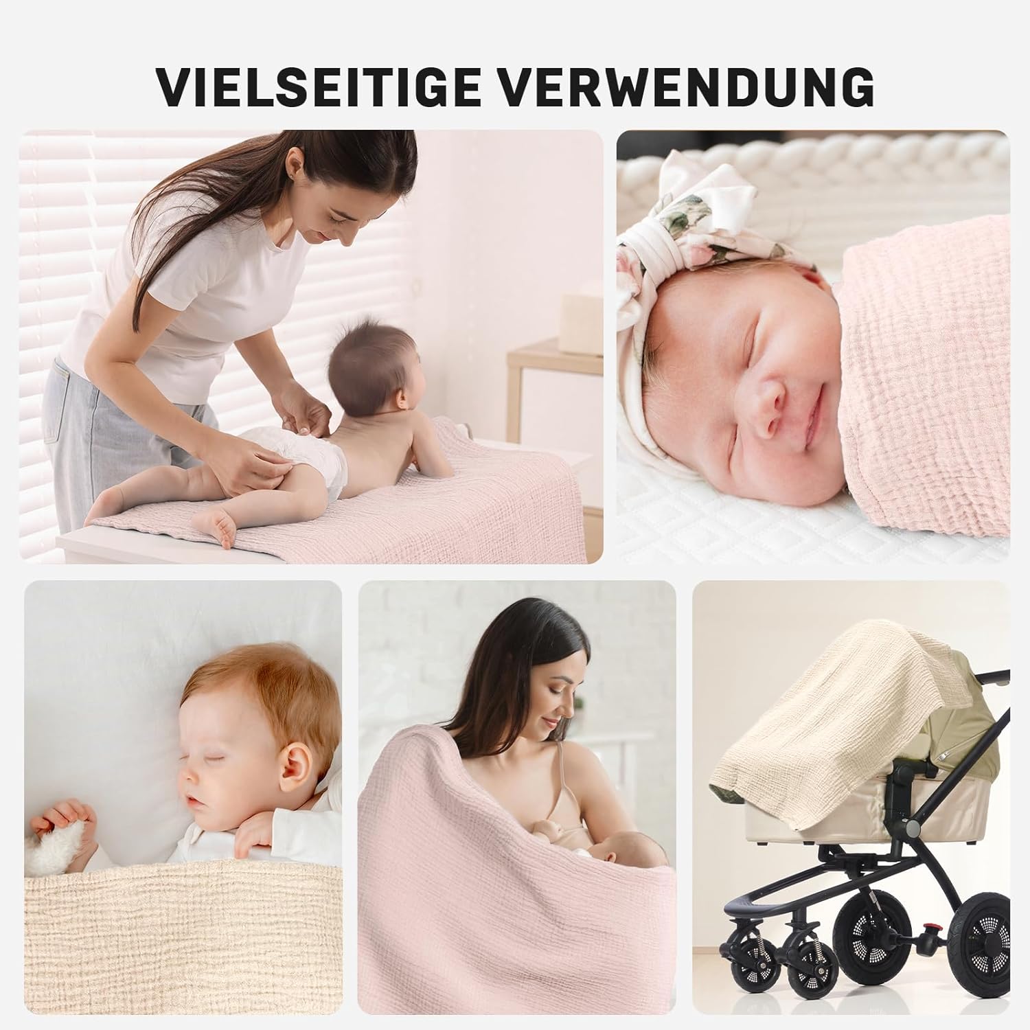 Thumbnail 4 de IKWOLETI Mulltücher Baby, 4 Stück 60 x 60 cm