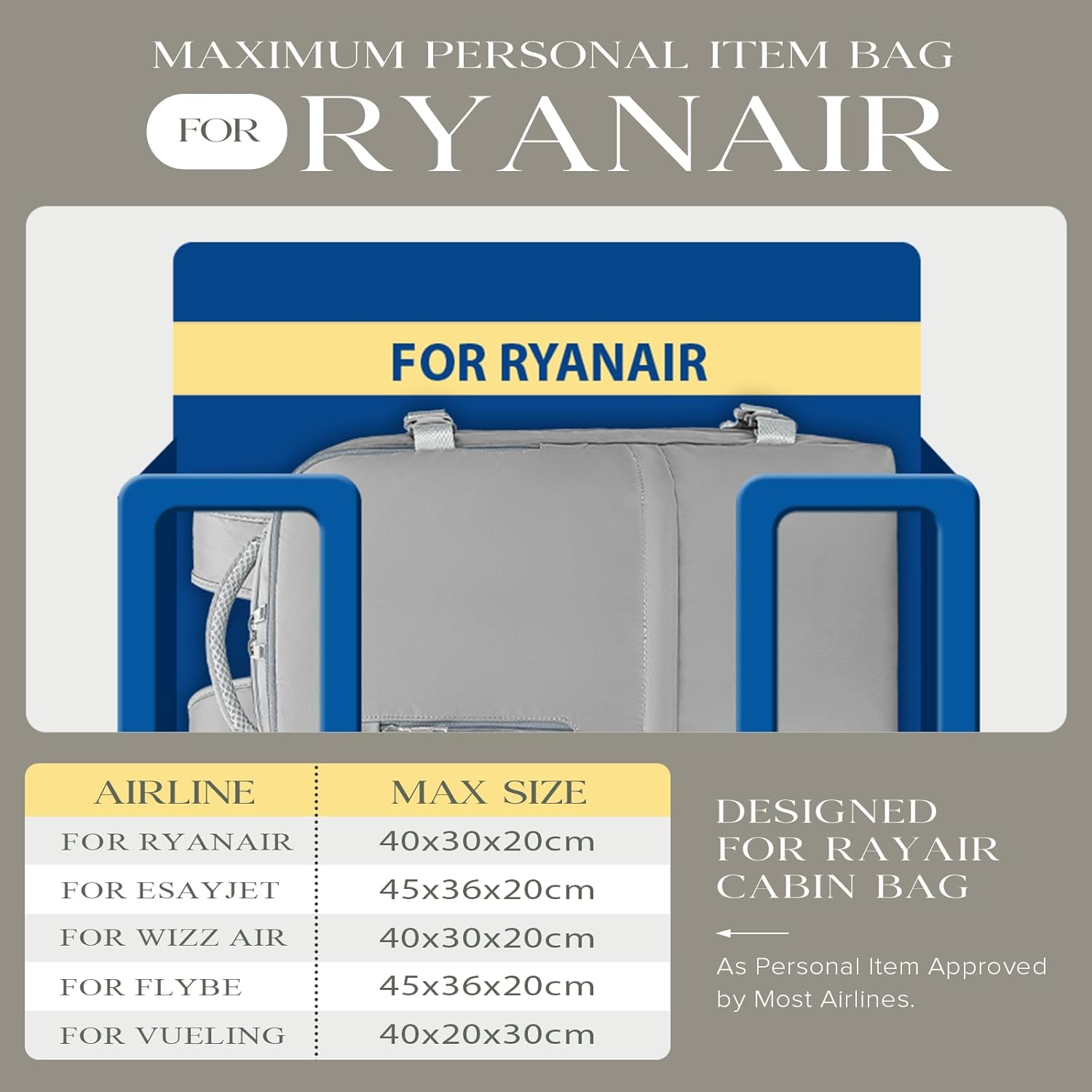Detalle 2 de Hayayu Ryanair Cabin Bags 40x30x20: Underseat Carry-On for Everyday Travel