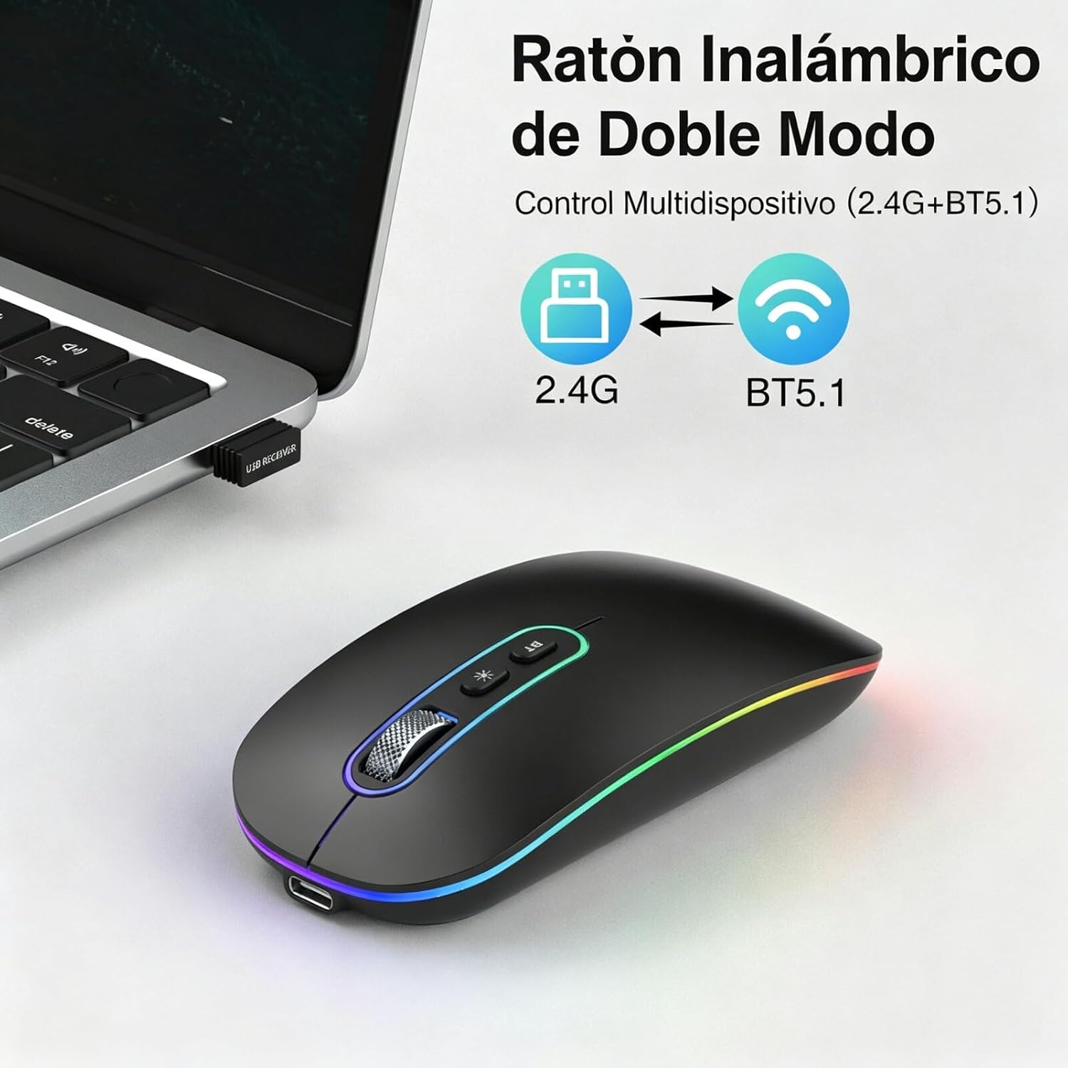 Detalle de cimetech Raton inalámbrico recargable 480 mAh