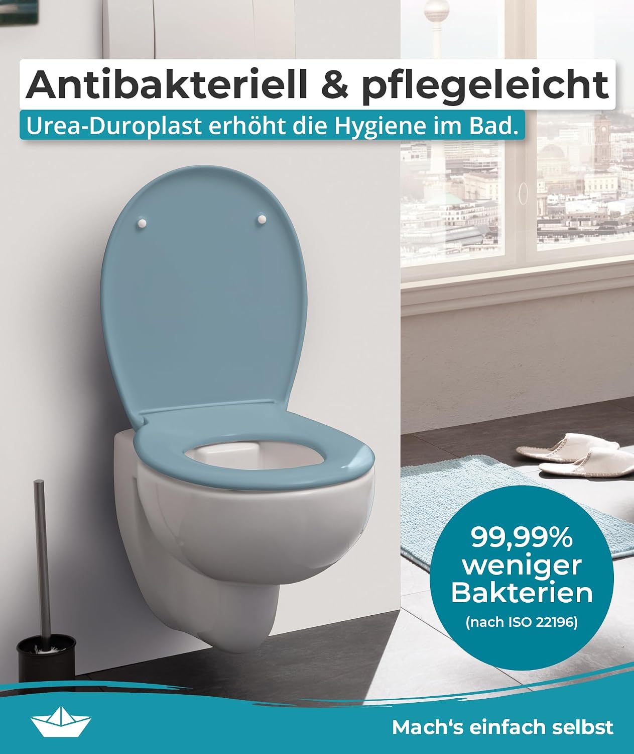 Detalle 2 de Calmwaters WC-Sitz Bermuda-Blau bis 250 kg