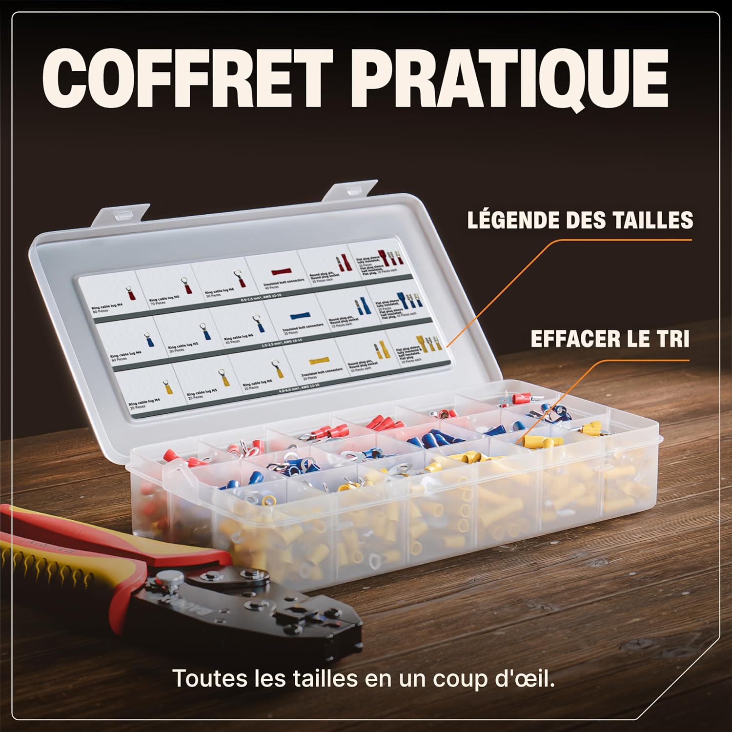 Detalle de BAURIX® Set de 700 cosse electrique – Assortiment de cosses et kits pour câbles 0,50–6 mm²