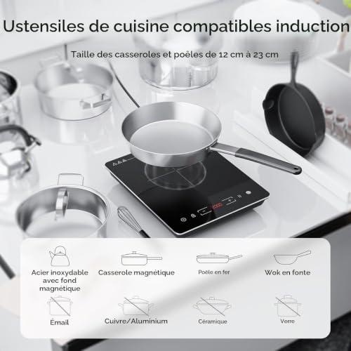 Detalle de COOKNANO Plaque à Induction Unique 2000W – Puissance, Praticité et Sécurité