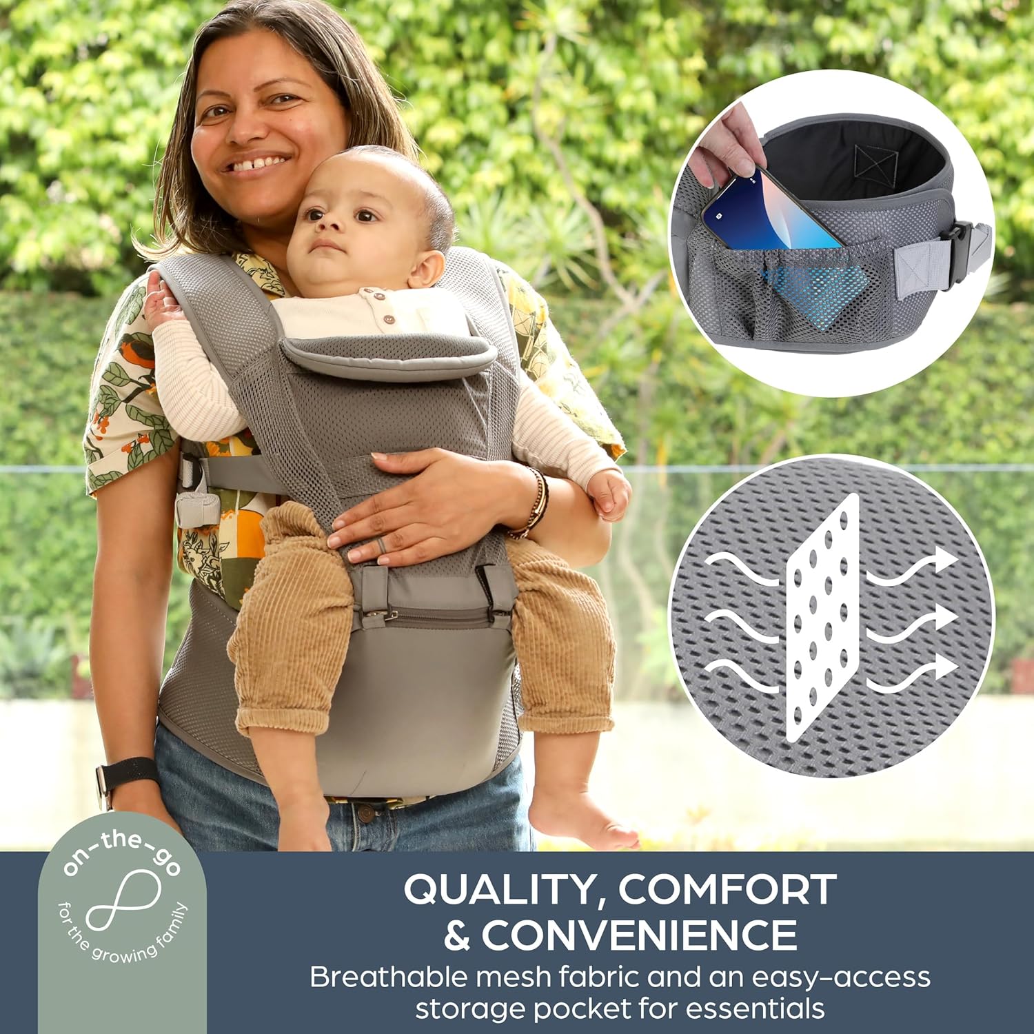 Detalle de Dreambaby Elevate 6-in-1 Baby Carrier and Hip Seat