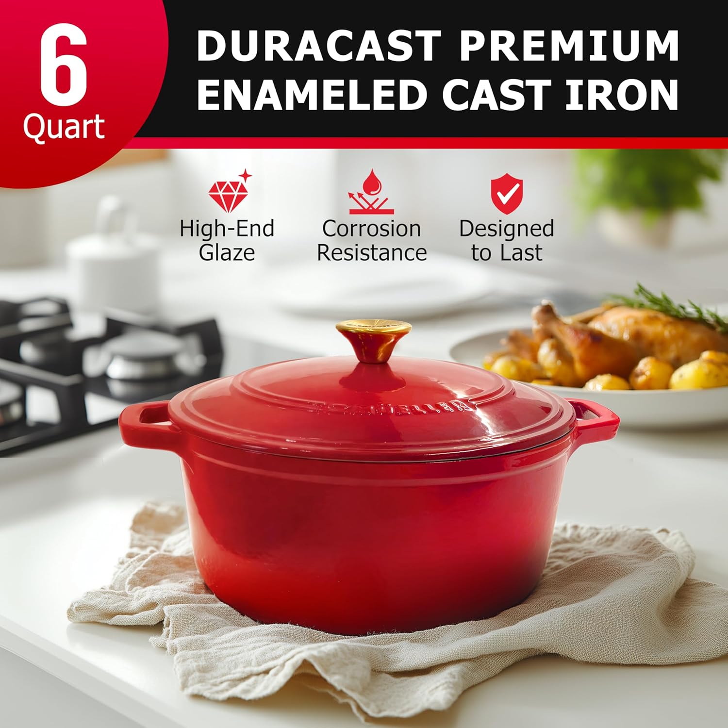 Thumbnail 1 de Mueller 6qt Enameled Cast Iron Dutch Oven 🍲