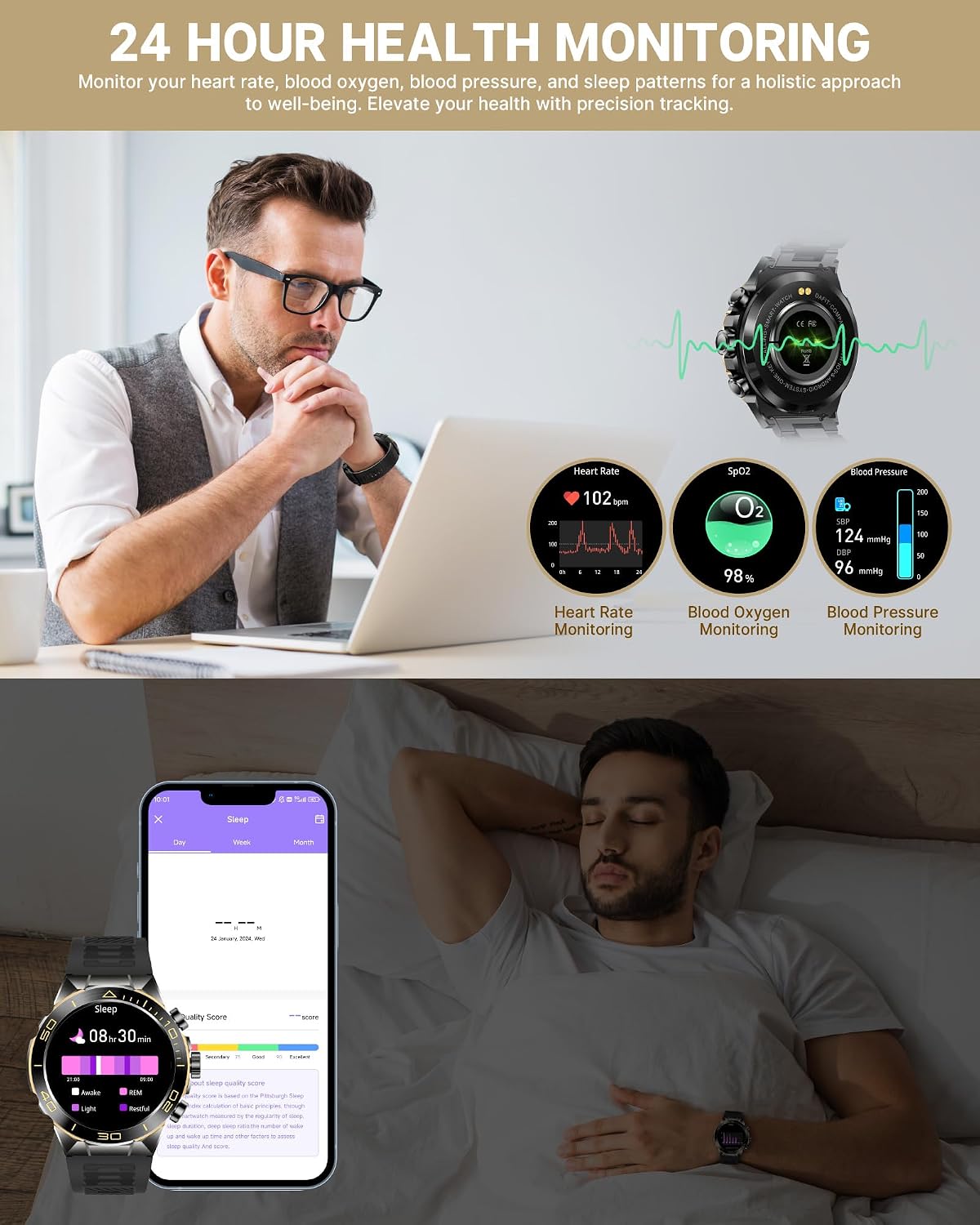 Thumbnail 5 de SOUYIE Smart Watch for Men with Bluetooth Calling and 1.43" AMOLED Display