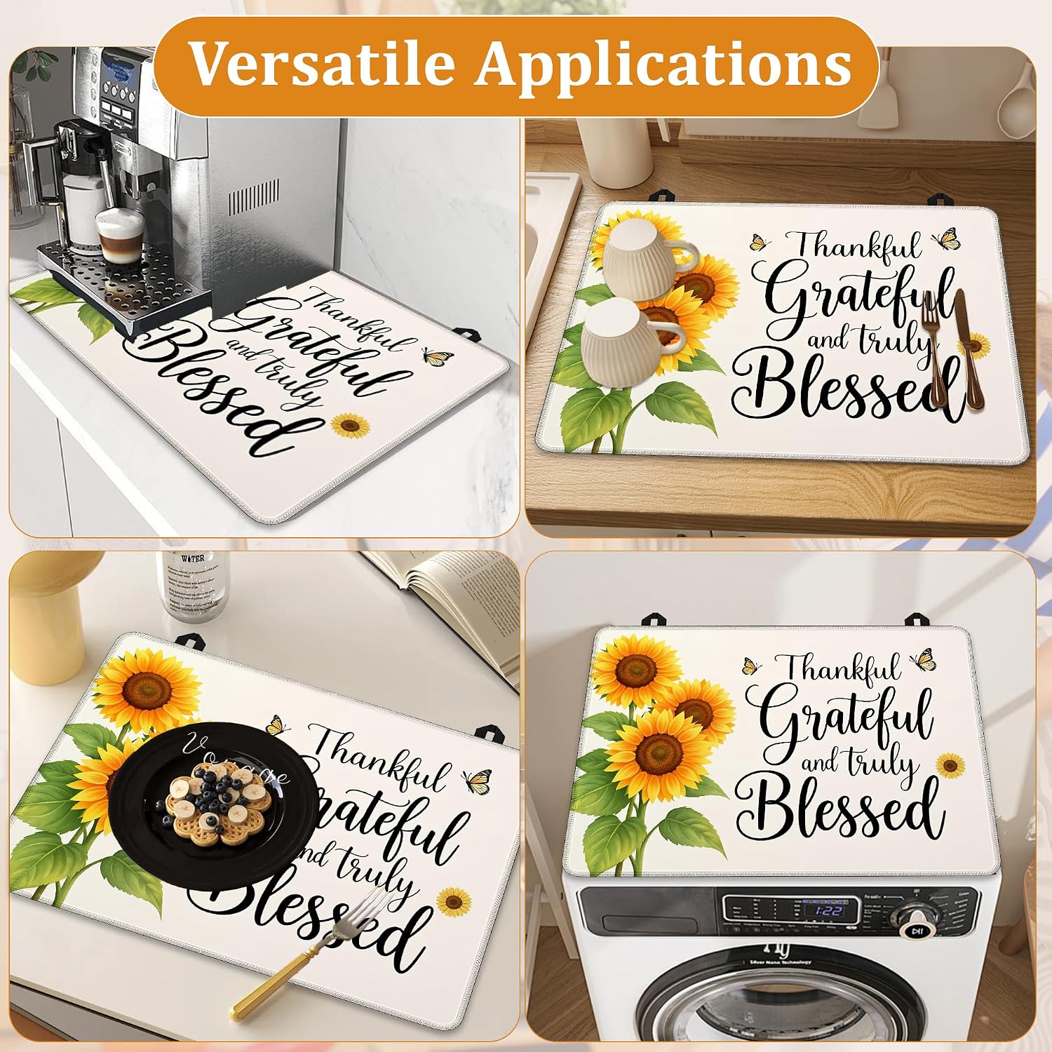 Thumbnail 6 de YIKTI Sunflowers 28 x 20-Inch Glass-Top Stove Cover and Heat-Resistant Mat