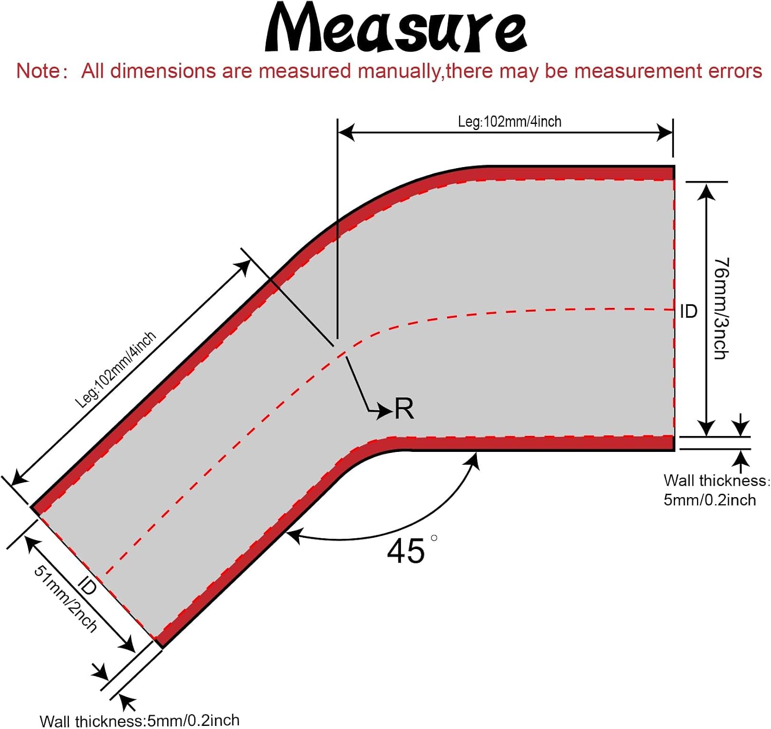 Detalle de TuoLauthon Silicone Reducer Hose 45-degree