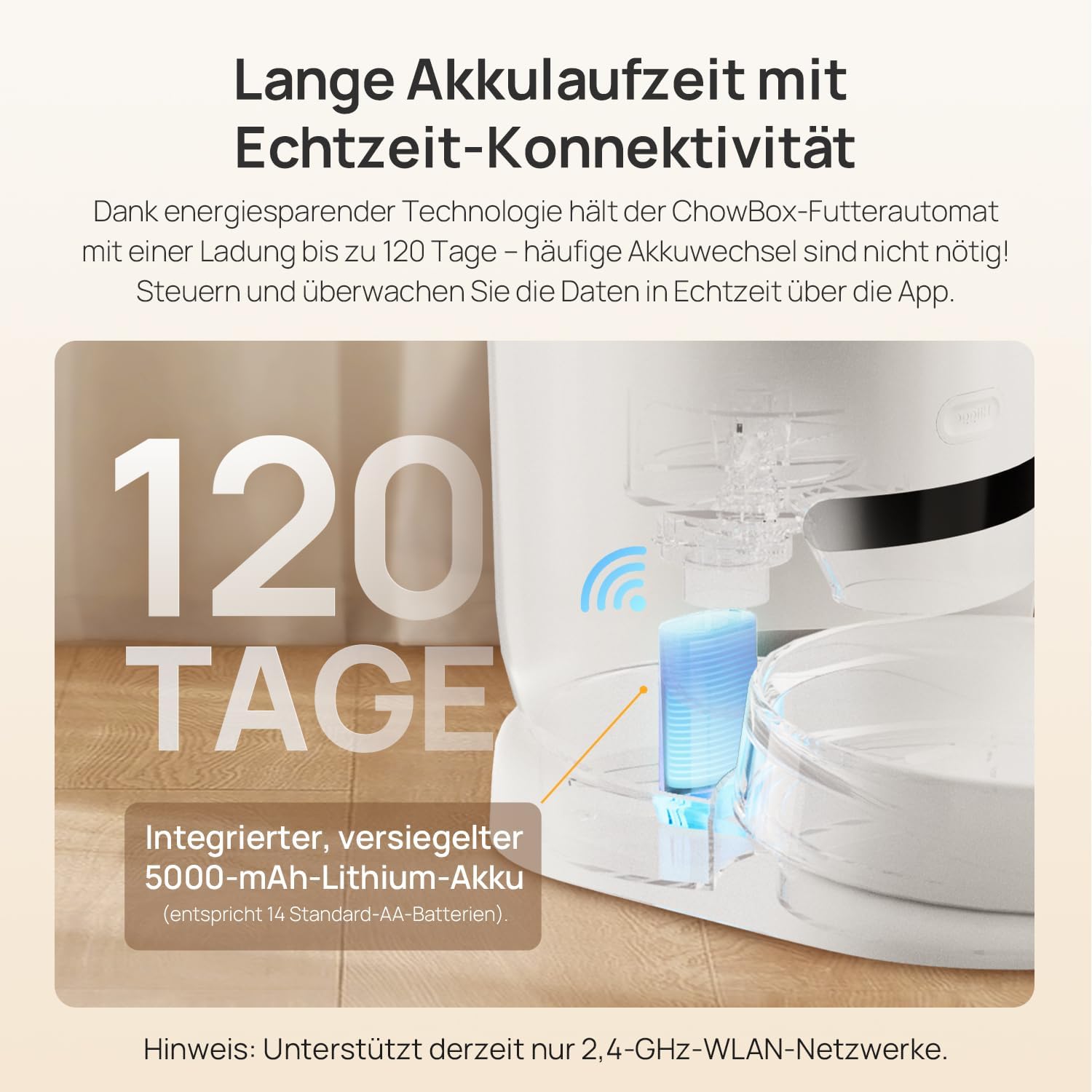 Thumbnail 5 de Hiigge Futterautomat Katze Kabellos 4.3L – Keramikschale, App-Steuerung, Wiegesystem, 120 Tage Akkulaufzeit, Weiß