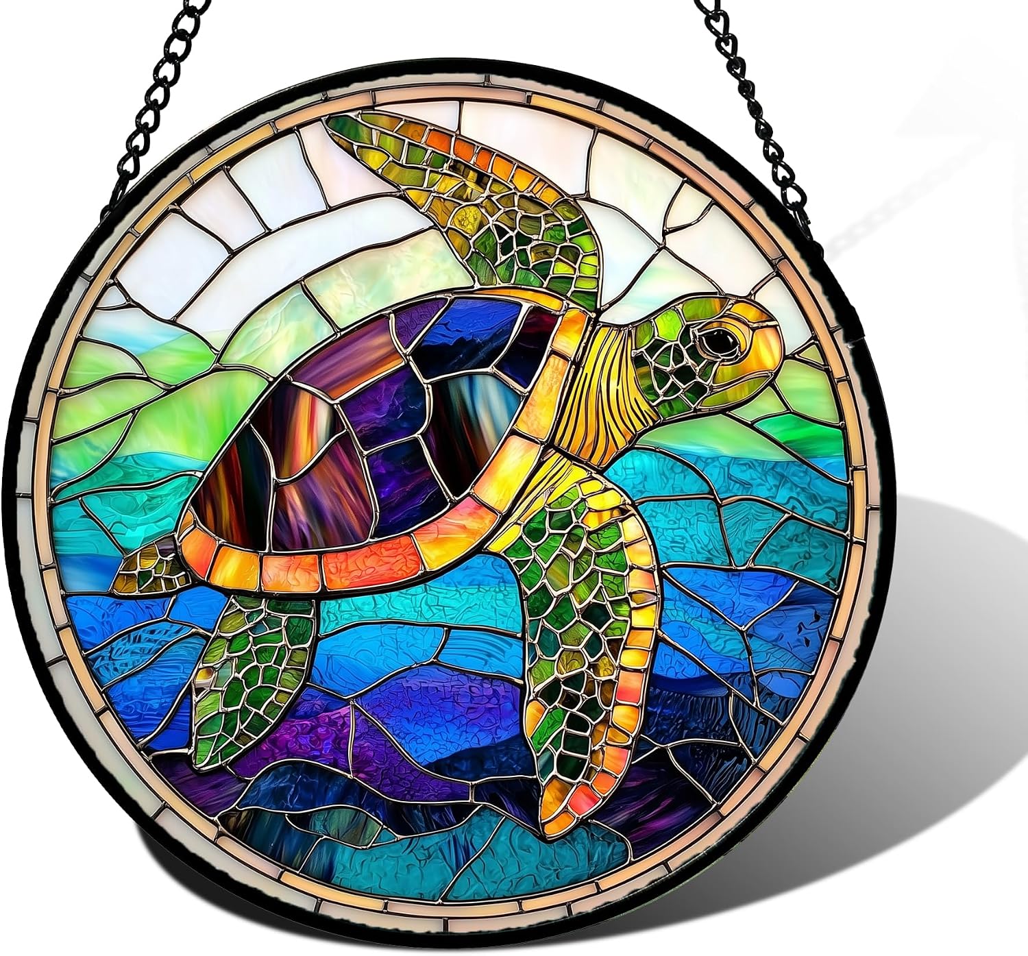 Detalle de Sea Turtle Stained Glass Suncatcher 9.8-Inch