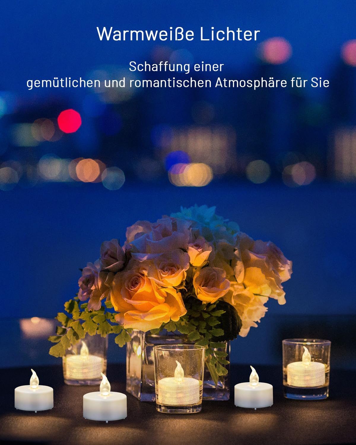 Thumbnail 2 de Tappovaly 24 Stück LED-Teelichter: flammenlos, batteriebetrieben, Warmweiß – ideal für Festlichkeiten