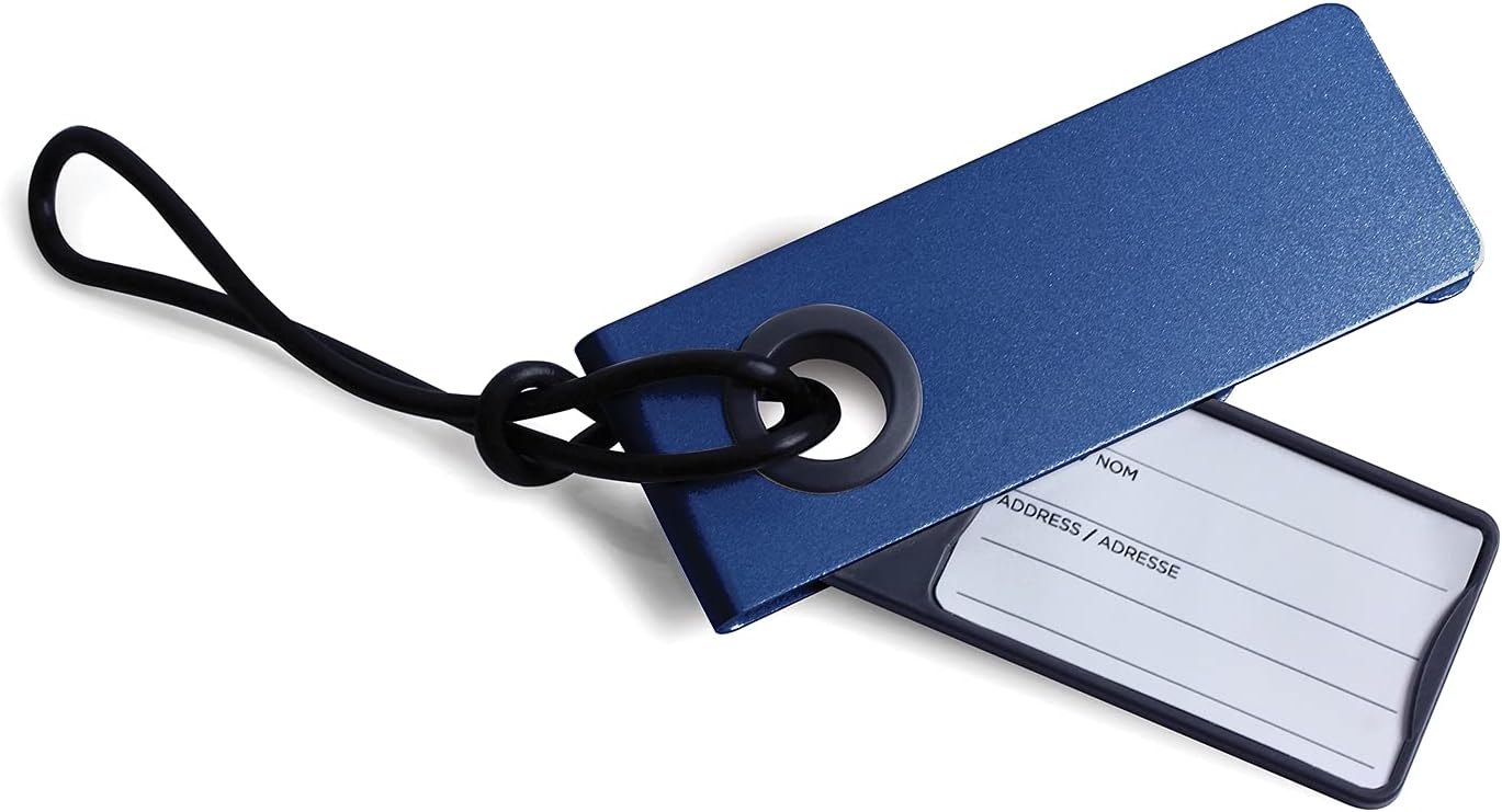 Lexon NEO LUGGAGE TAG – Etiquette de bagages en aluminium, Bleu foncé