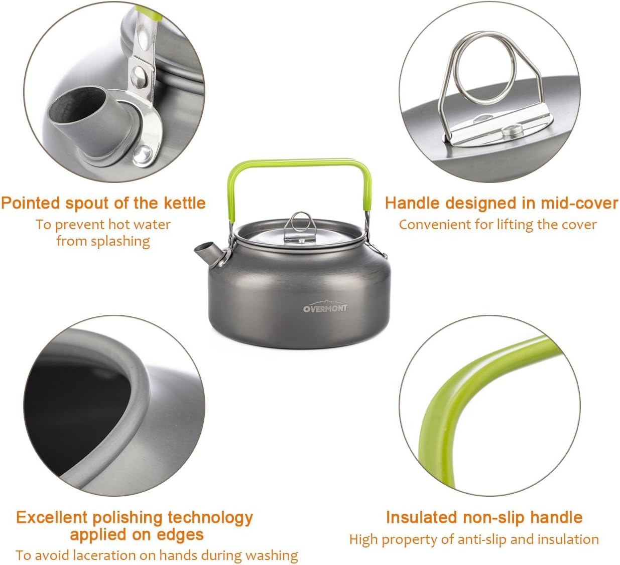 Thumbnail 1 de OVERMONT 1.2L Ultralight Camping Kettle Cookware Set