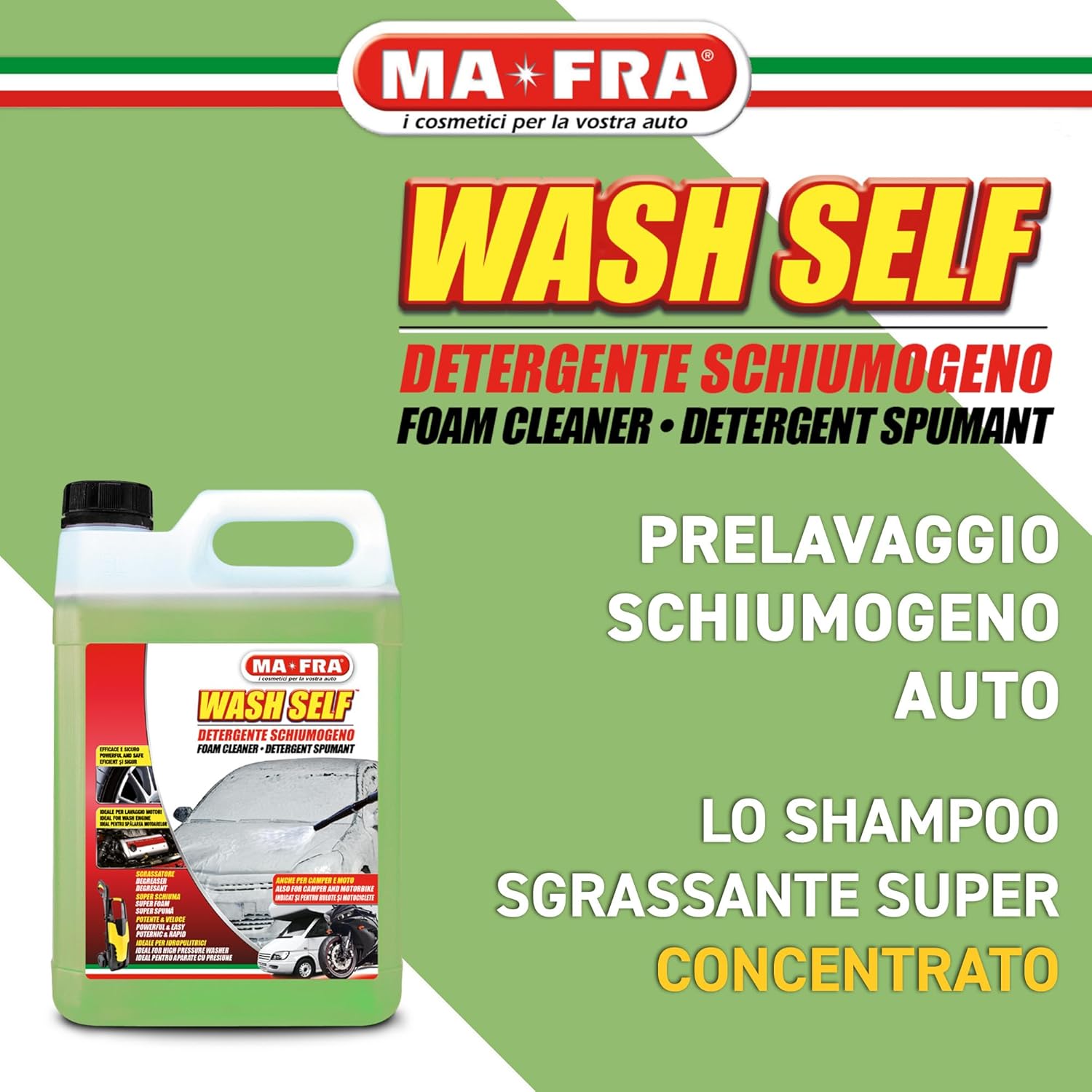 Thumbnail 1 de Ma-Fra Wash Self: Detergente Schiumogeno Concentrato per Idropulitrice (5 Kg) – Prelavaggio Sicuro e Lucidante
