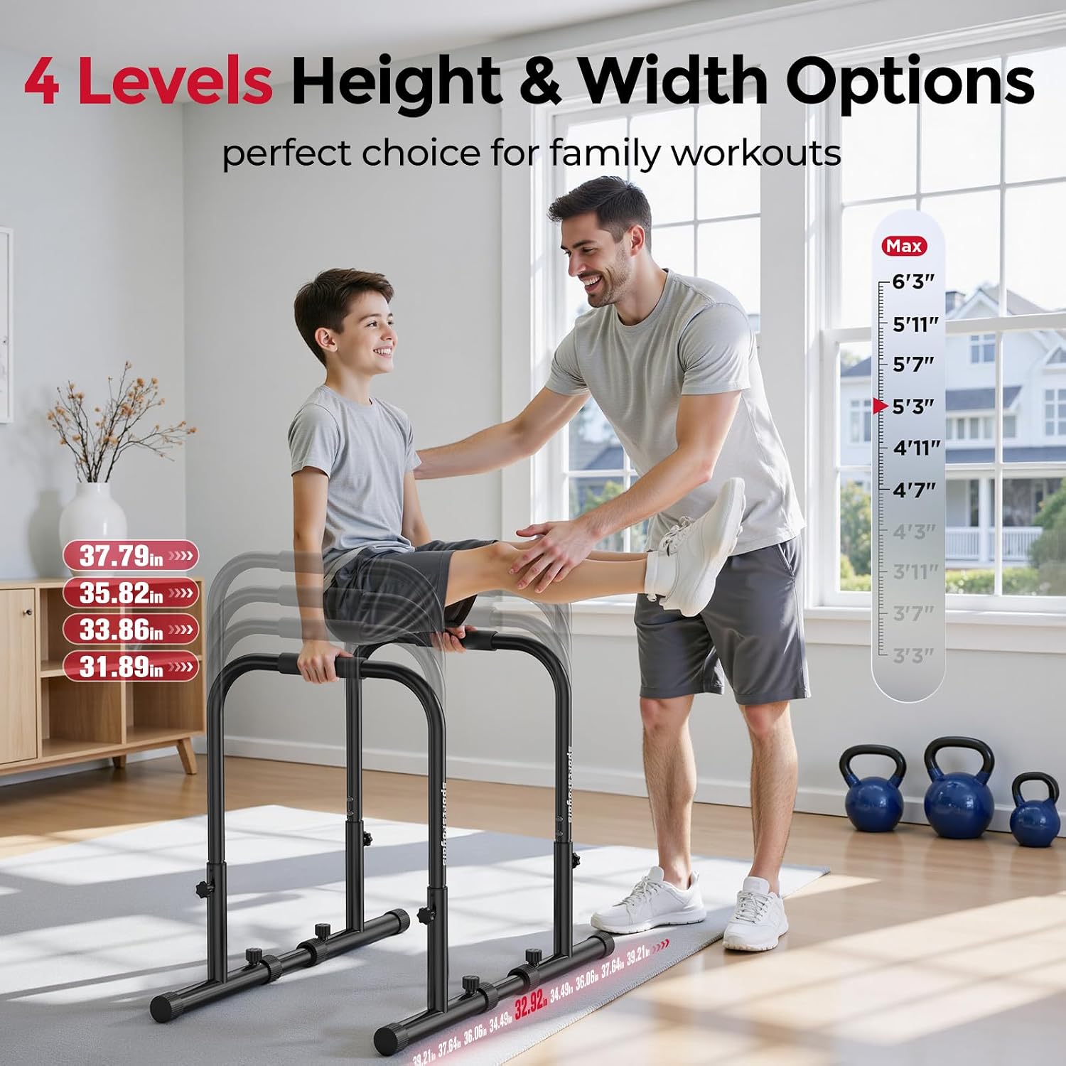 Thumbnail 4 de Sportsroyals Adjustable Dip Bar Station 400 lbs ๐ช๐ป