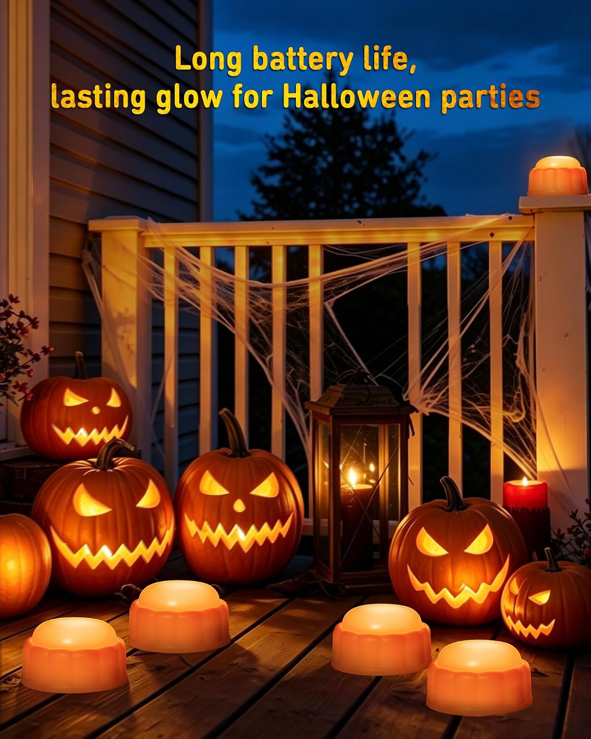 Detalle de AMAGIC CLTY Pumpkin LED Tealights, 2-Pack with Remote, Flicker and Timer