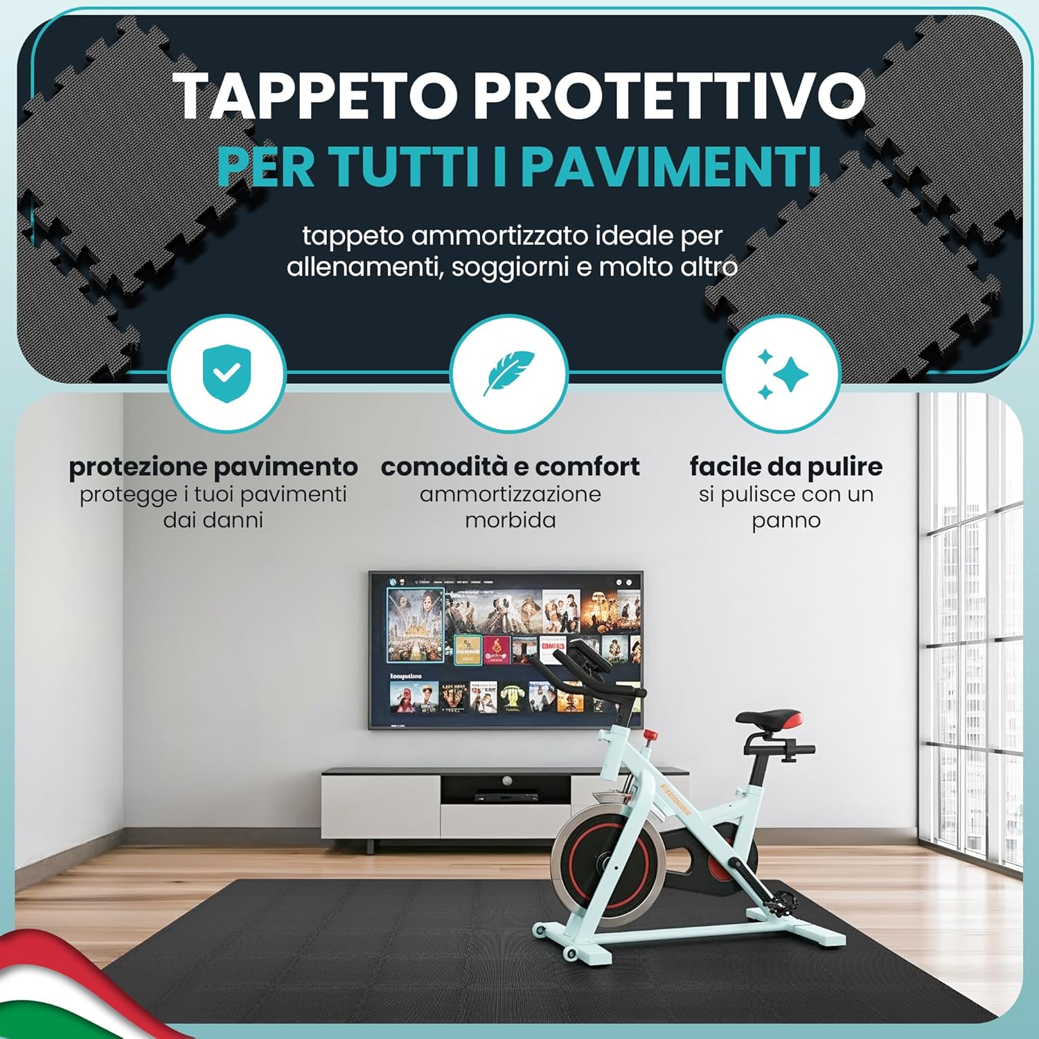 Thumbnail 3 de Tappeto da fitness a puzzle in EVA: set da 21 tappetini componibili per palestra, garage e piscina