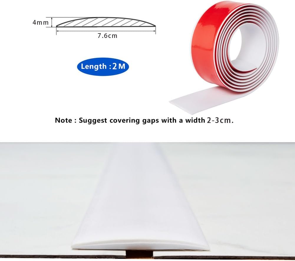 Detalle 2 de 2M PVC Laminate Flooring Threshold Transition Strip, White (7.6cm) – Self-Adhesive Door Bar for Doorways