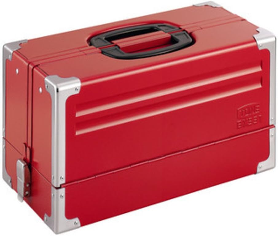 Detalle de トネ(TONE) BX331 ツールケース レッド、スチール製・3段式両開き