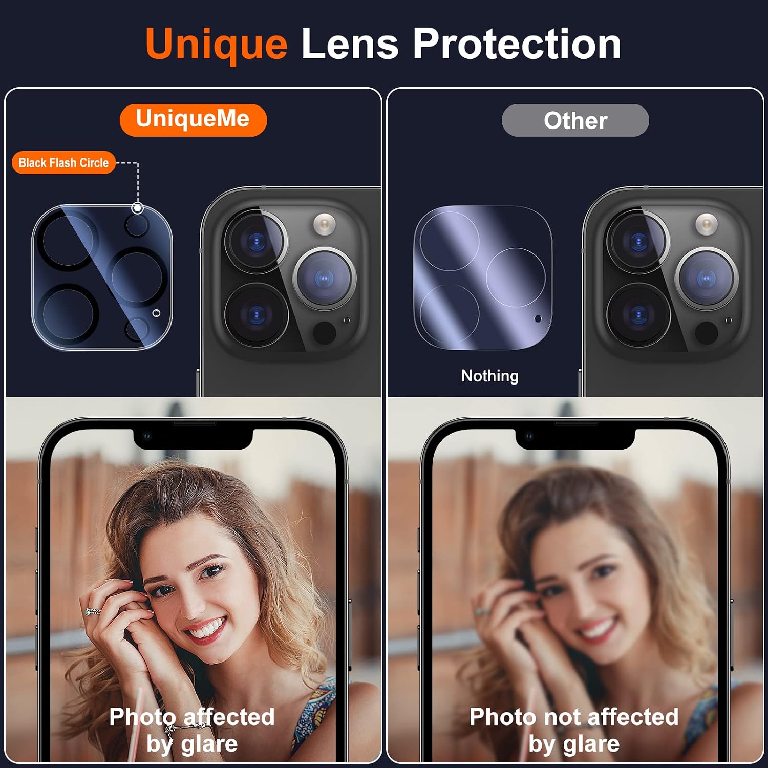 Thumbnail 6 de UniqueMe Clear Camera Lens Protector for iPhone 13 Pro and 13 Pro Max, 3-Pack