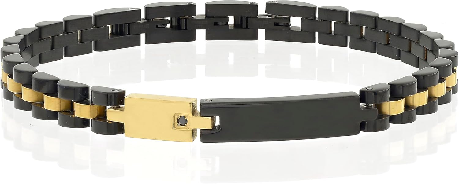 Detalle de 10:10 Bracciale uomo in acciaio inox con trattamento PVD – 23 cm, regolabile, confezione regalo