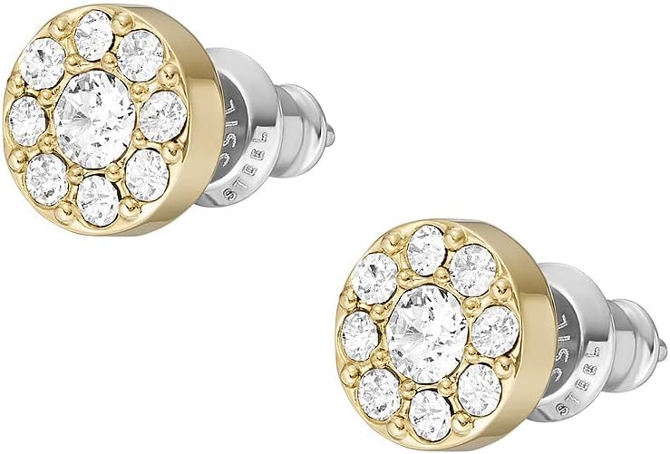 Detalle de Fossil Damen Ohrringe aus goldfarbenem Edelstahl mit Pfostenverschluss, 7×7 mm