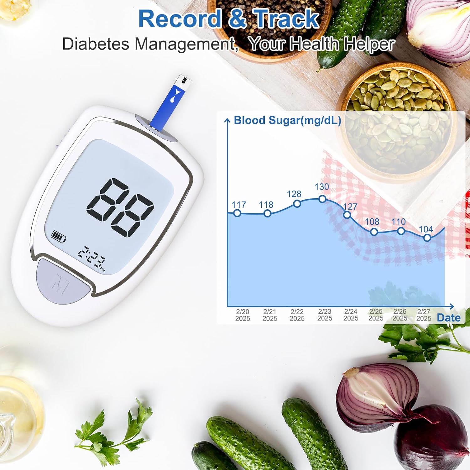 Thumbnail 6 de CAKRNPS G-427B Blood Glucose Meter Kit, 50 Strips, Auto-Eject, No Coding