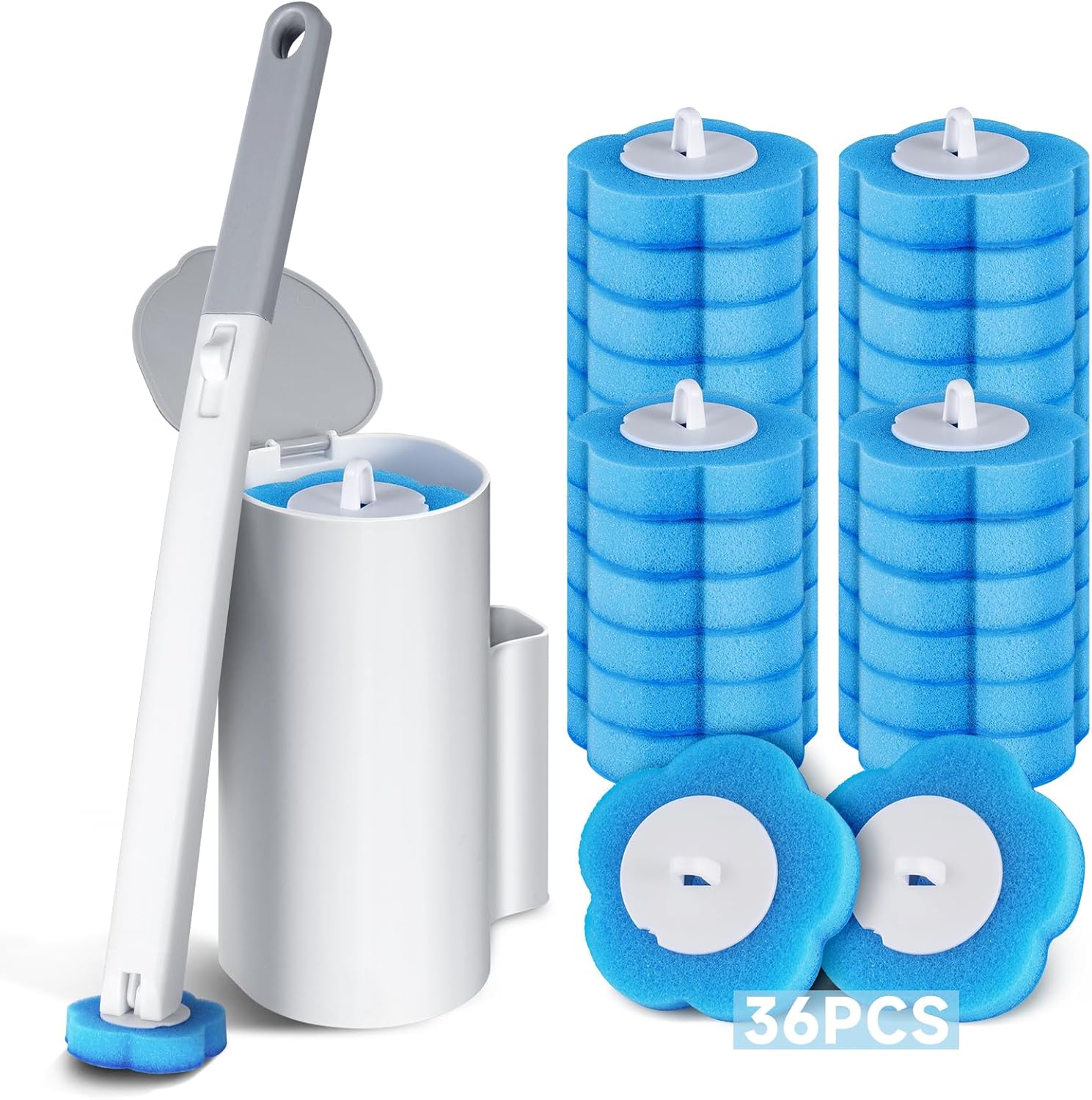 Detalle de ANOMM 5233539 toiletborstelset met 36 navullingen en wandhouder