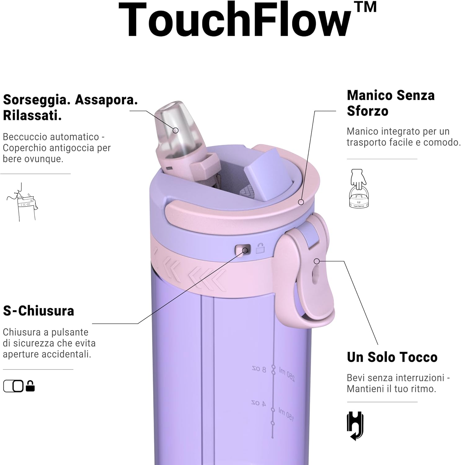 Detalle 2 de Sparrow Borraccia TouchFlow 1 L senza perdite con cannuccia 🚰