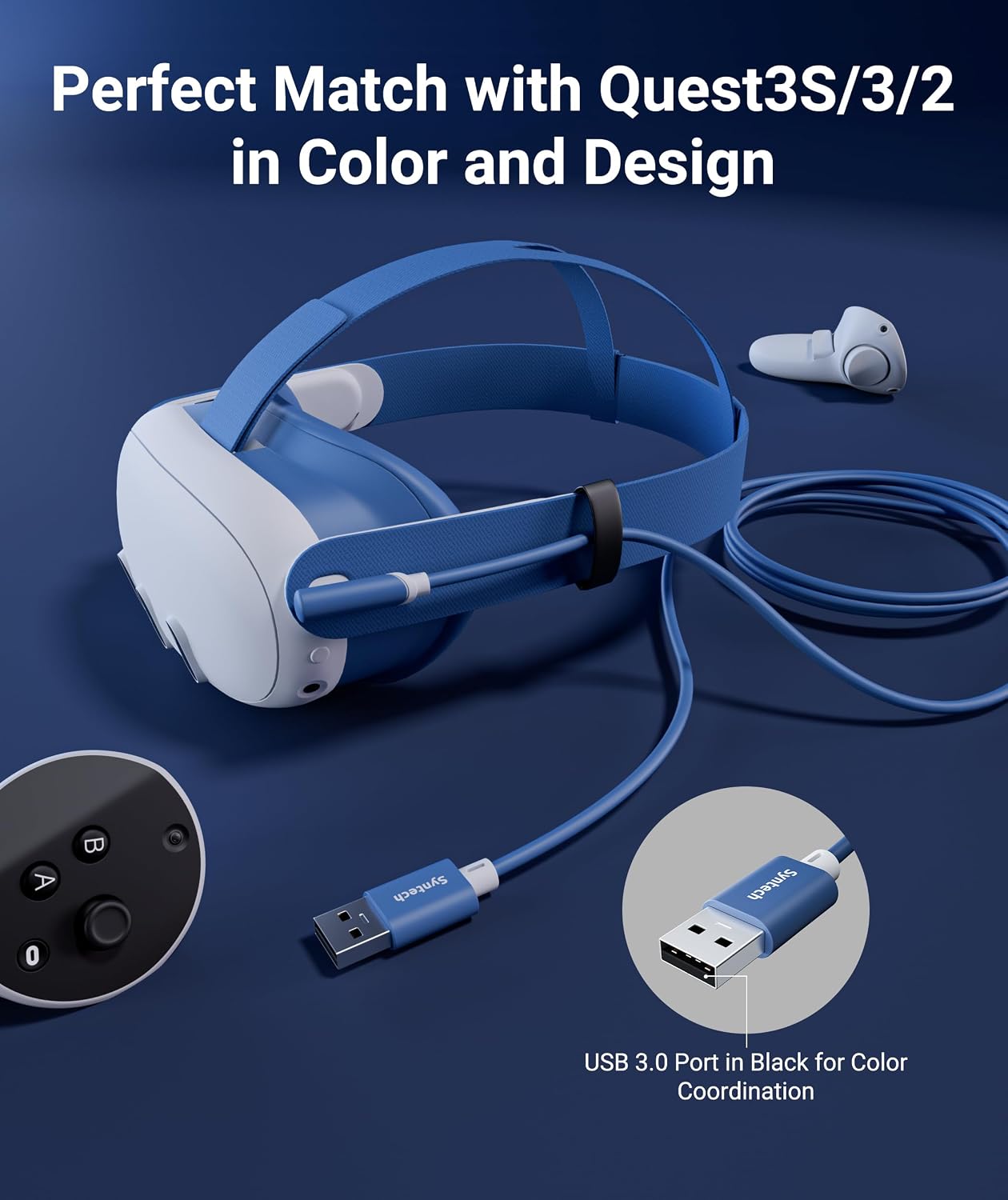 Detalle de Syntech Link Cable 16 FT: USB 3.0 A to USB-C for Meta Quest 3/Quest 2 family and Pico 4
