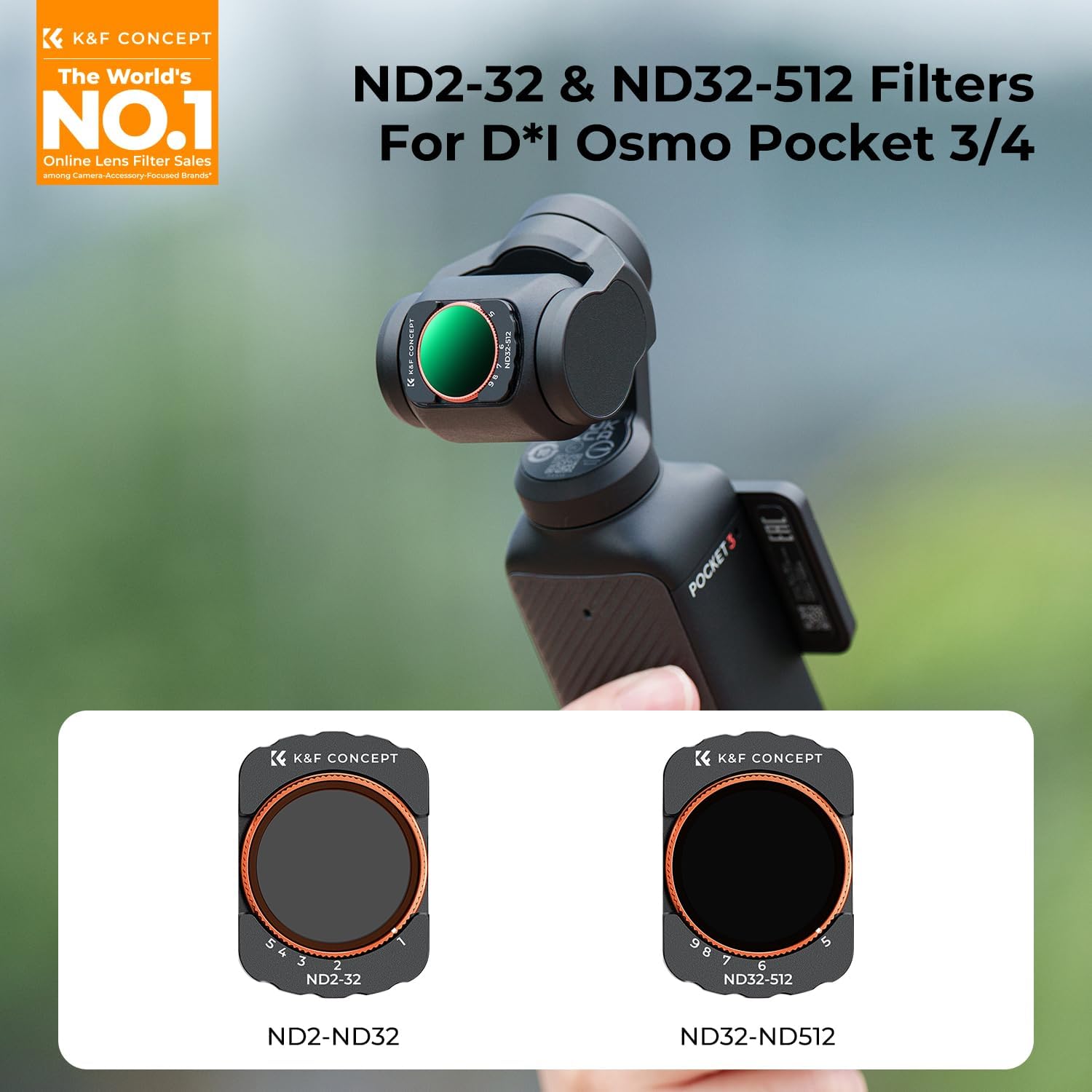 Detalle 2 de K&F CONCEPT Variable ND2-32 + ND32-512 Filter Kit for DJI Osmo Pocket 3
