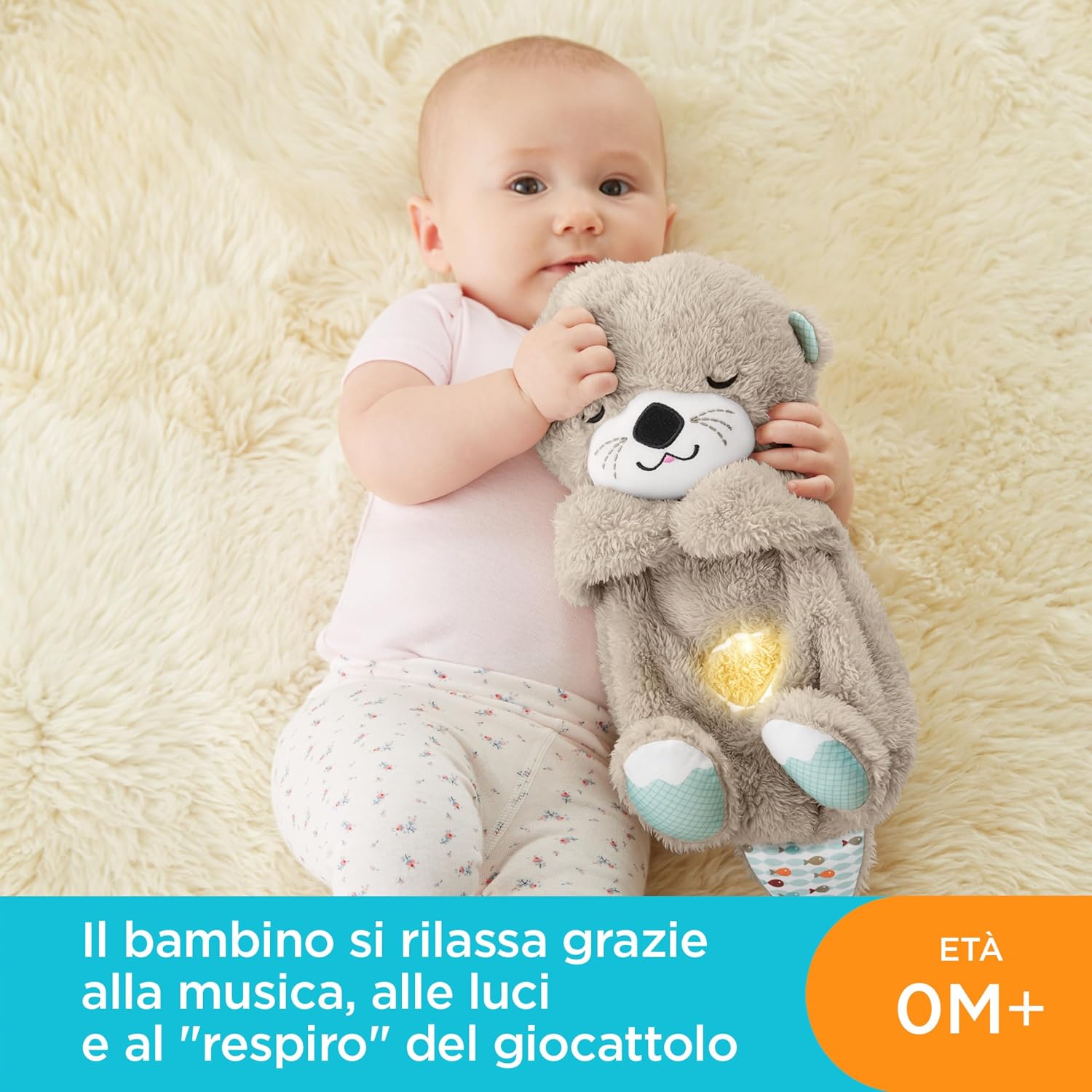 Thumbnail 1 de Fisher-Price Peluche Lontra Coccolosa: Carillon Neonati musicale con movimento respirante